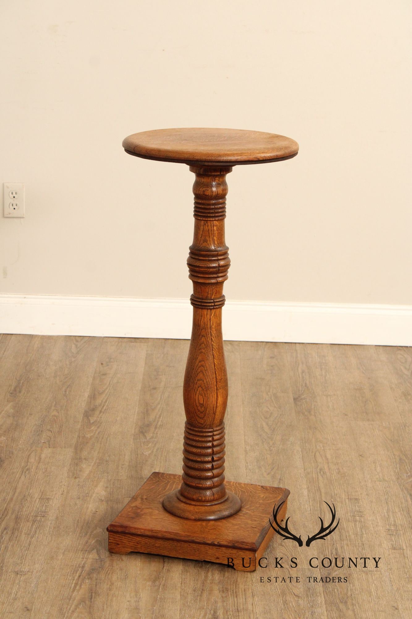 Antique Turned Oak Pedestal Plant Stand