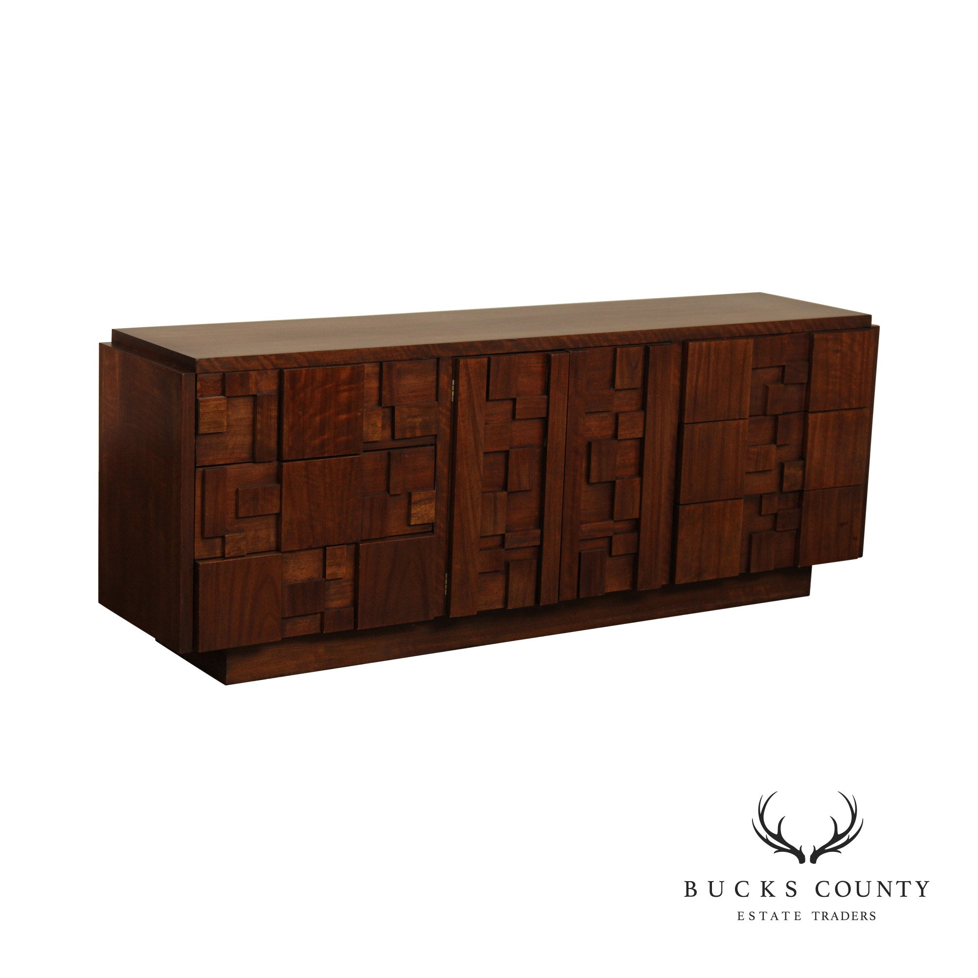 Lane 'Staccato' Brutalist Mid Century Modern Walnut Triple Dresser