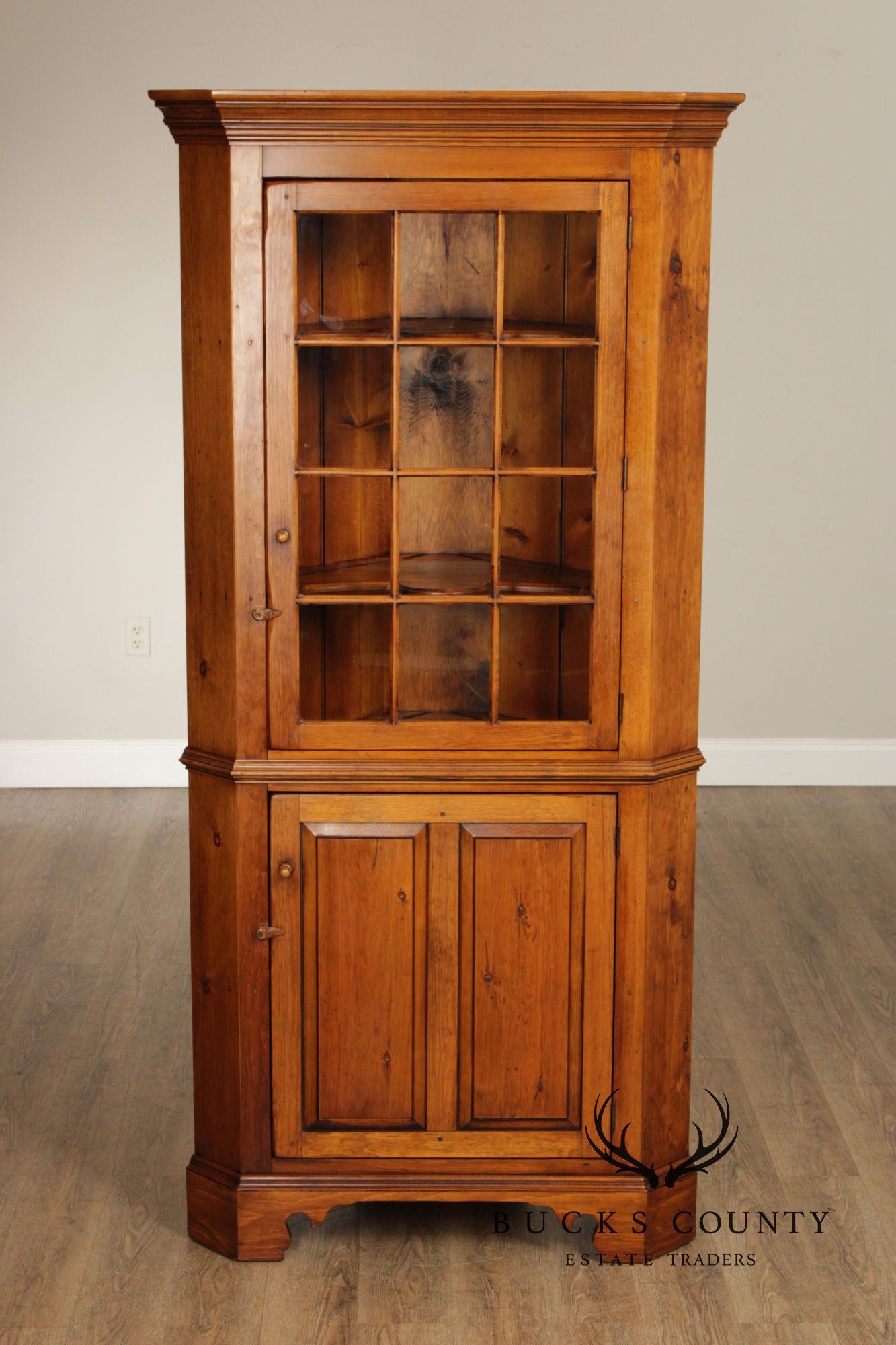 Custom Crafted Solid Pine Farmhouse Corner Cabinet