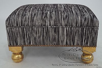Antique Italian Gilt Ottoman w/ New Upholstery