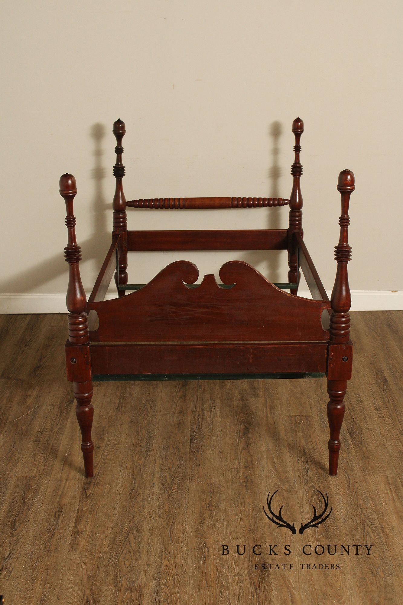 Antique Sheraton Style Pair Of Twin Poster Beds