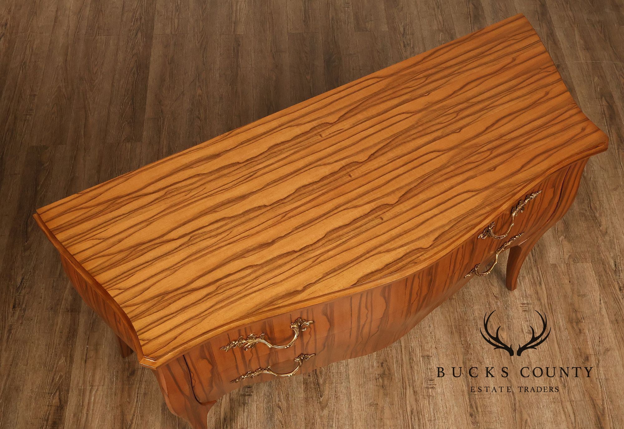 Theodore Alexander French Louis XV Style Two Drawer Bombe Commode