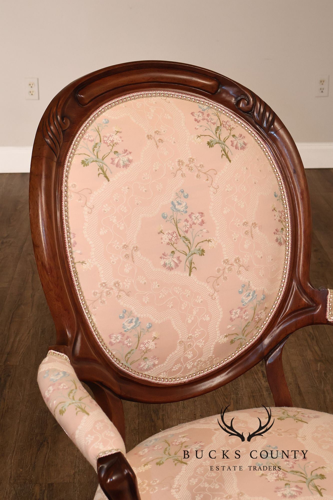 Antique Victorian Walnut Pair Of His And Hers Parlor Armchairs