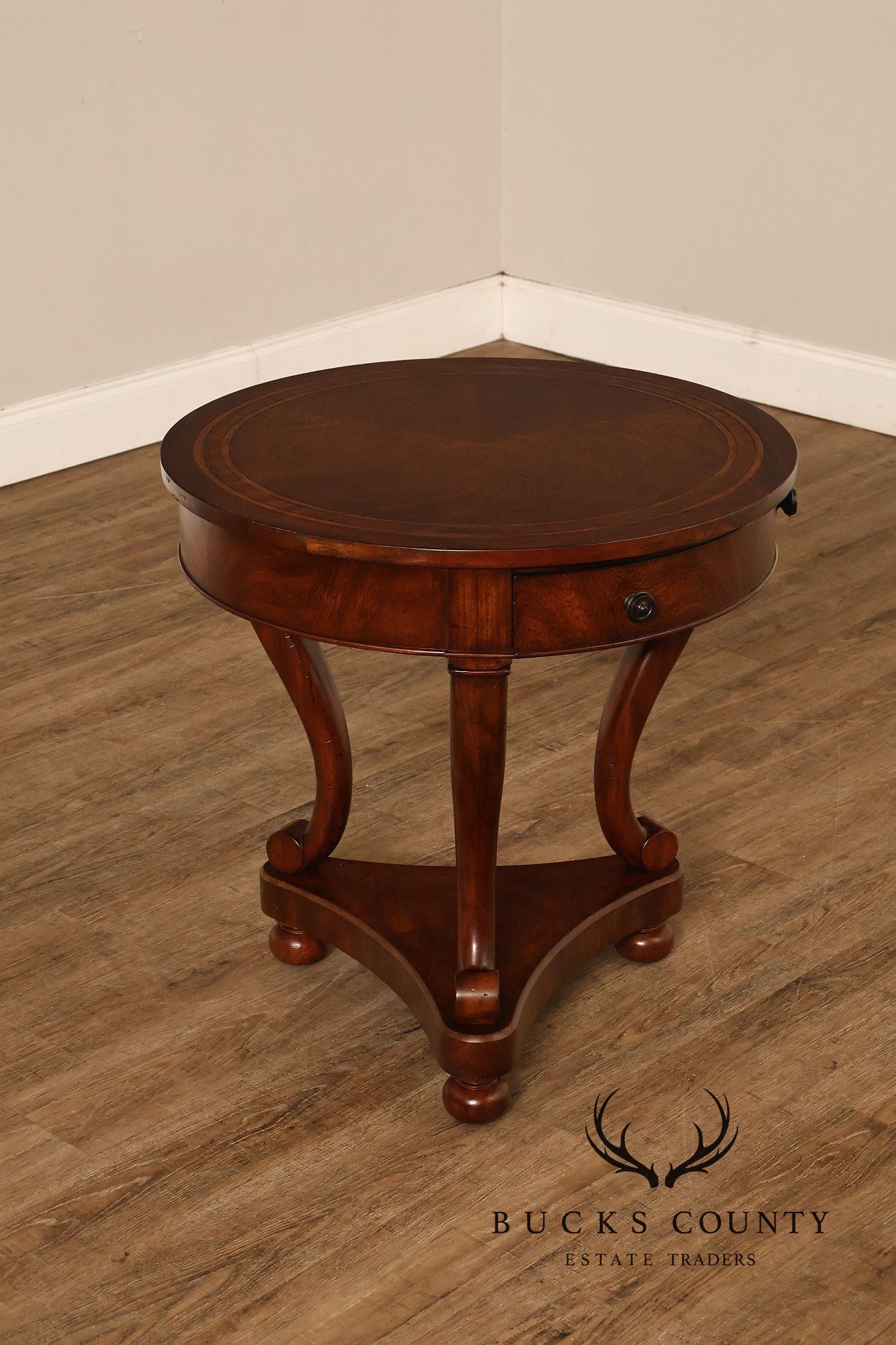 Theodore Alexander Pair of 'Occasionally Italian' Round Mahogany Side Tables