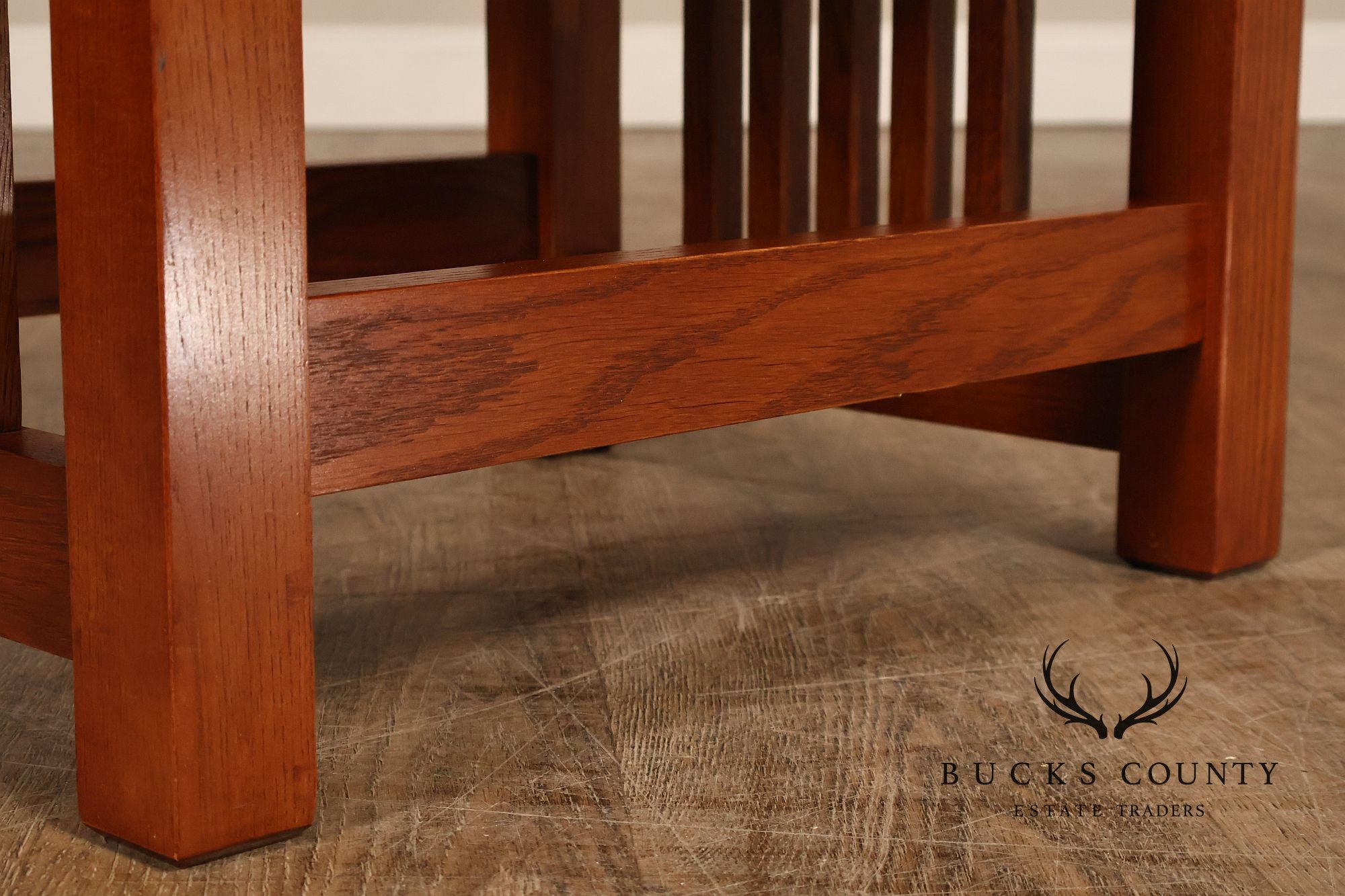 Bassett Furniture Mission Style Oak and Leather Foot Stool