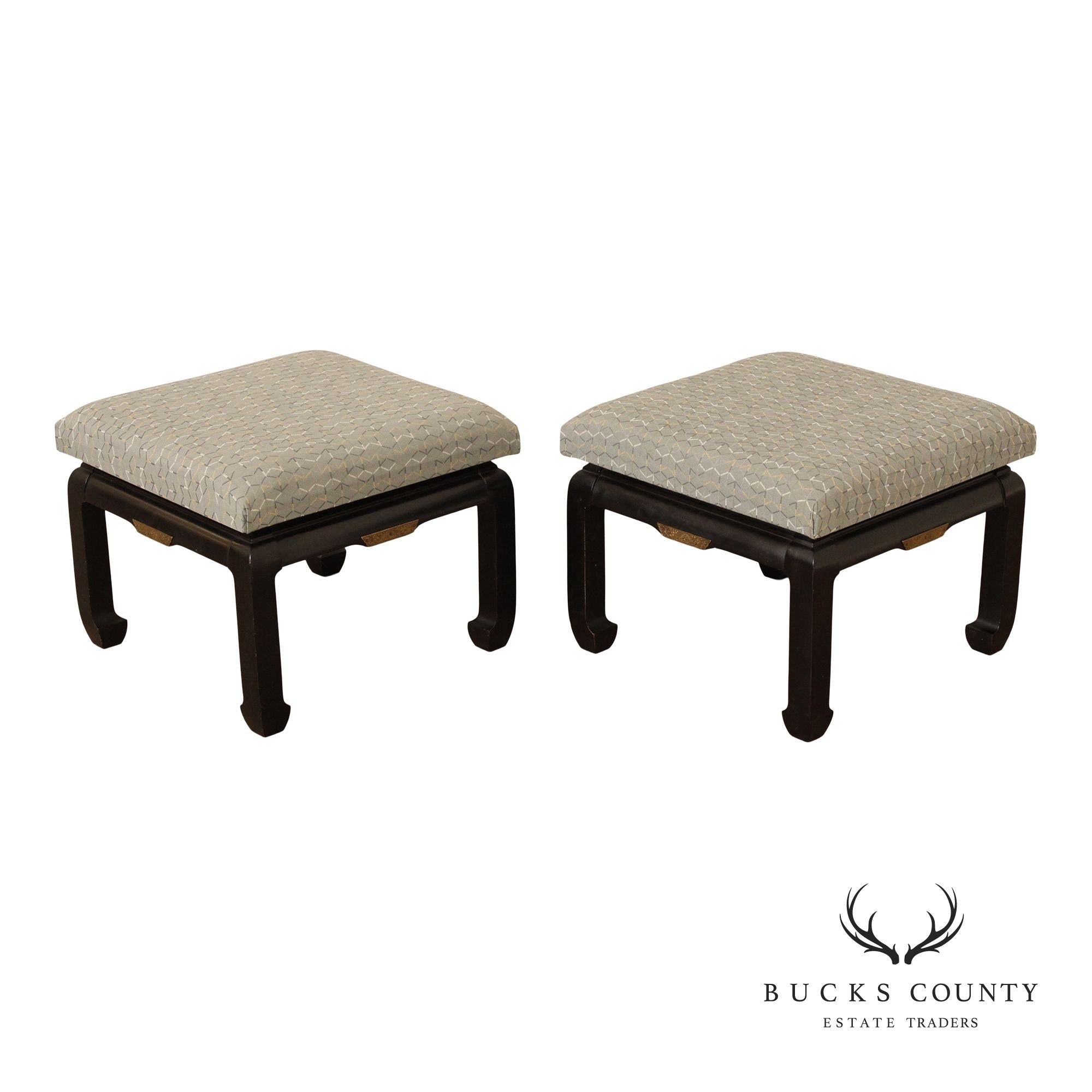 Ming Style  Mid-Century Pair of Low Stools