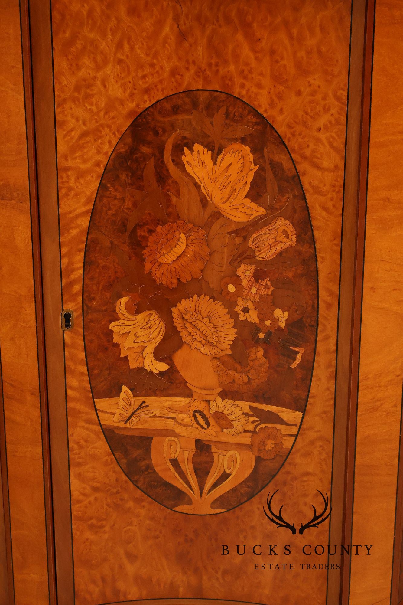 Italian Marquetry Inlaid Burl Wood Credenza Sideboard Server
