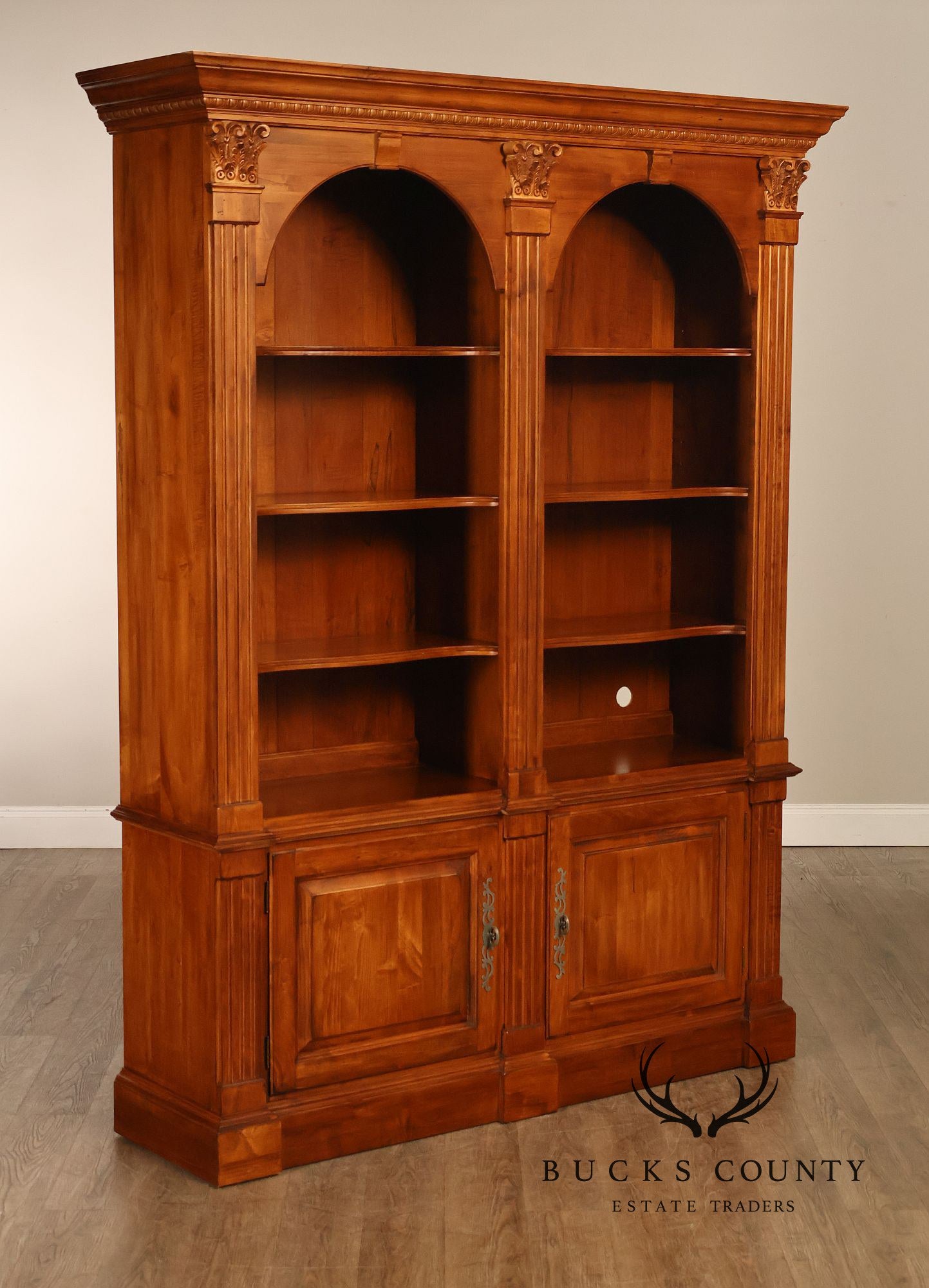 Ethan Allen 'Legacy' Maple Open Carved Library Bookcase