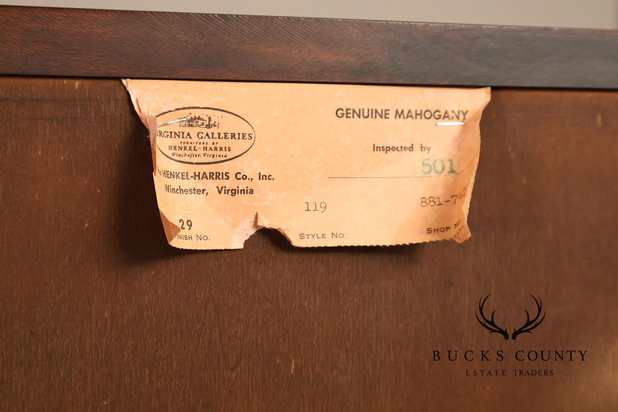 Henkel Harris Chippendale Style Vintage Mahogany Tall Chest