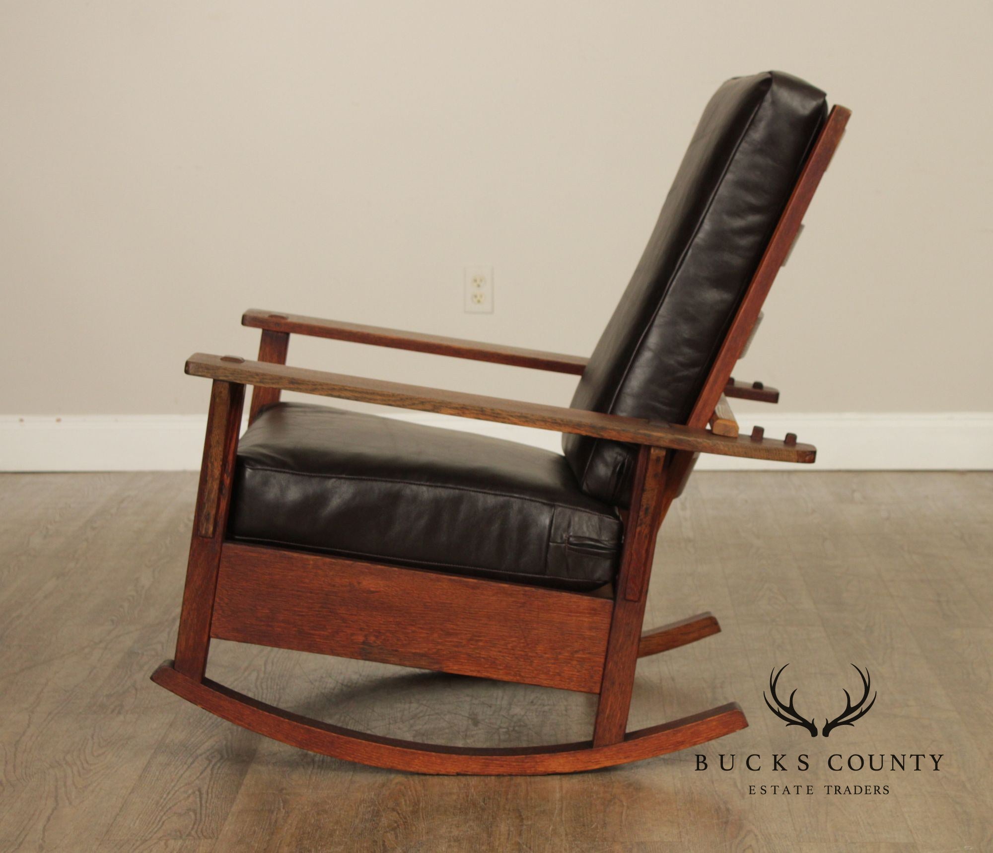 Antique L. & J.G. Stickley Mission Oak Morris Rocker