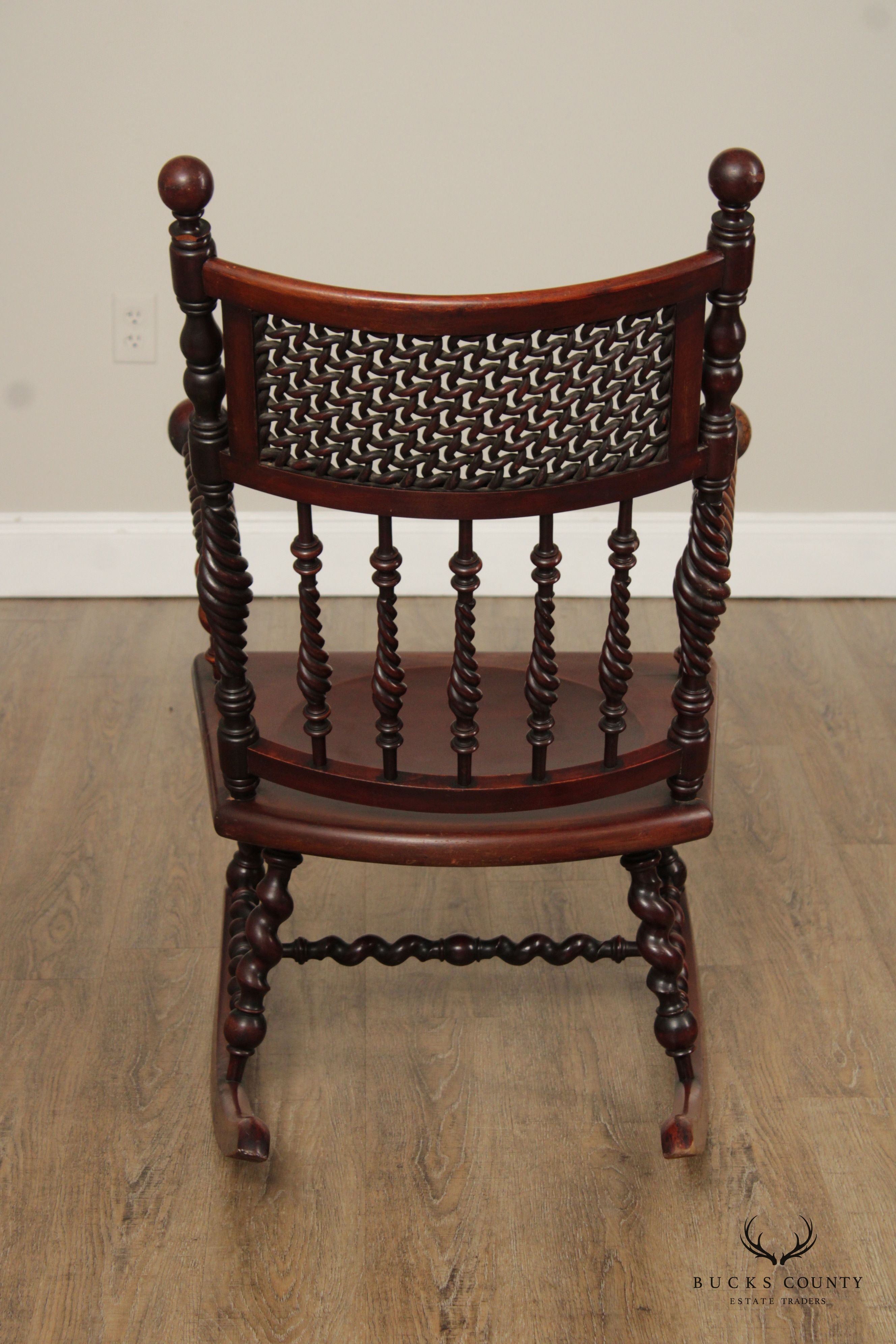 Merklen Brothers Renaissance Revival Mahogany Rocking Chair