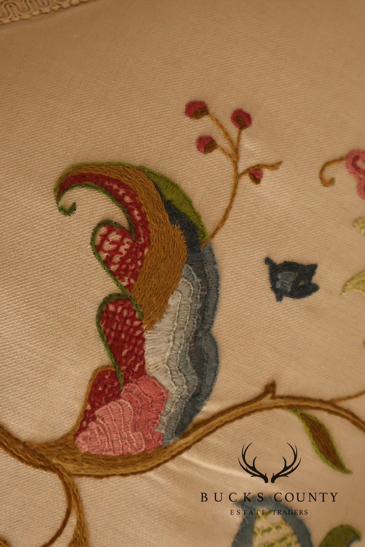 Scandinavian Carved and Embroidered Corner Chair