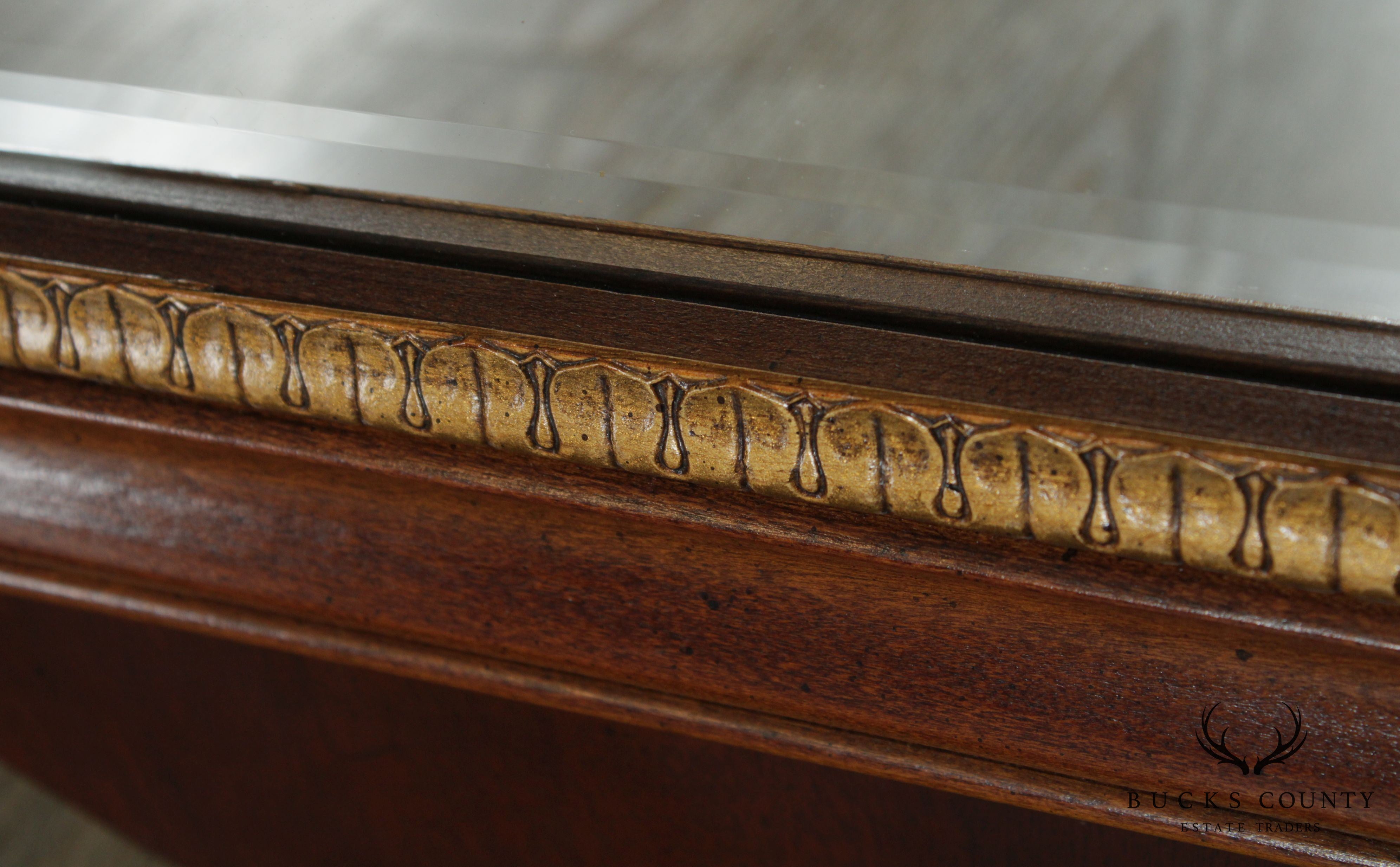 Chippendale Style Walnut Frame Beveled Wall Mirror