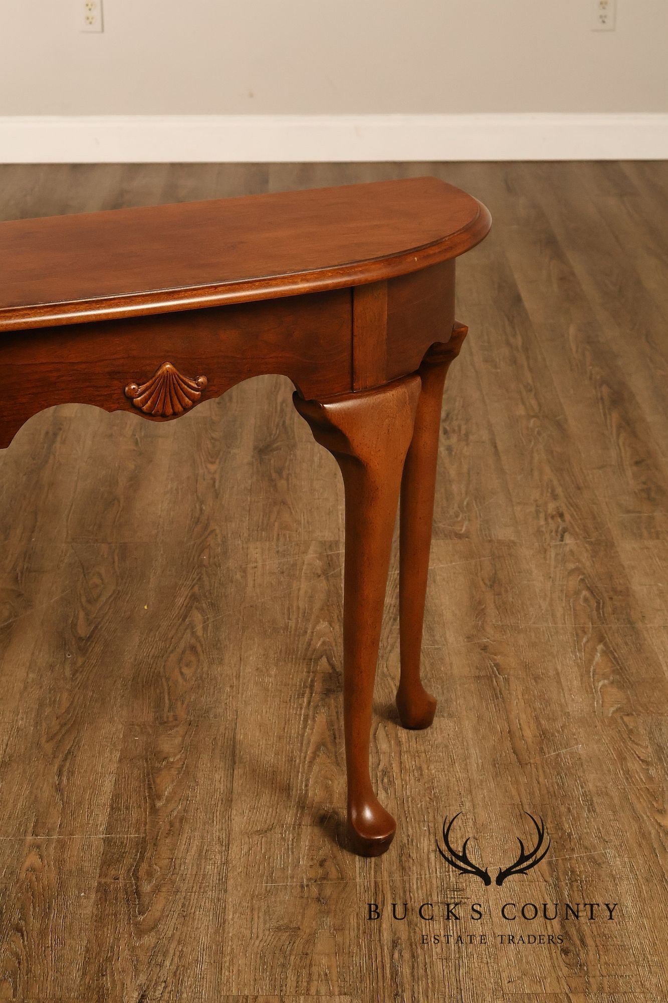 Queen Anne Style Narrow Cherry Demilune Console
