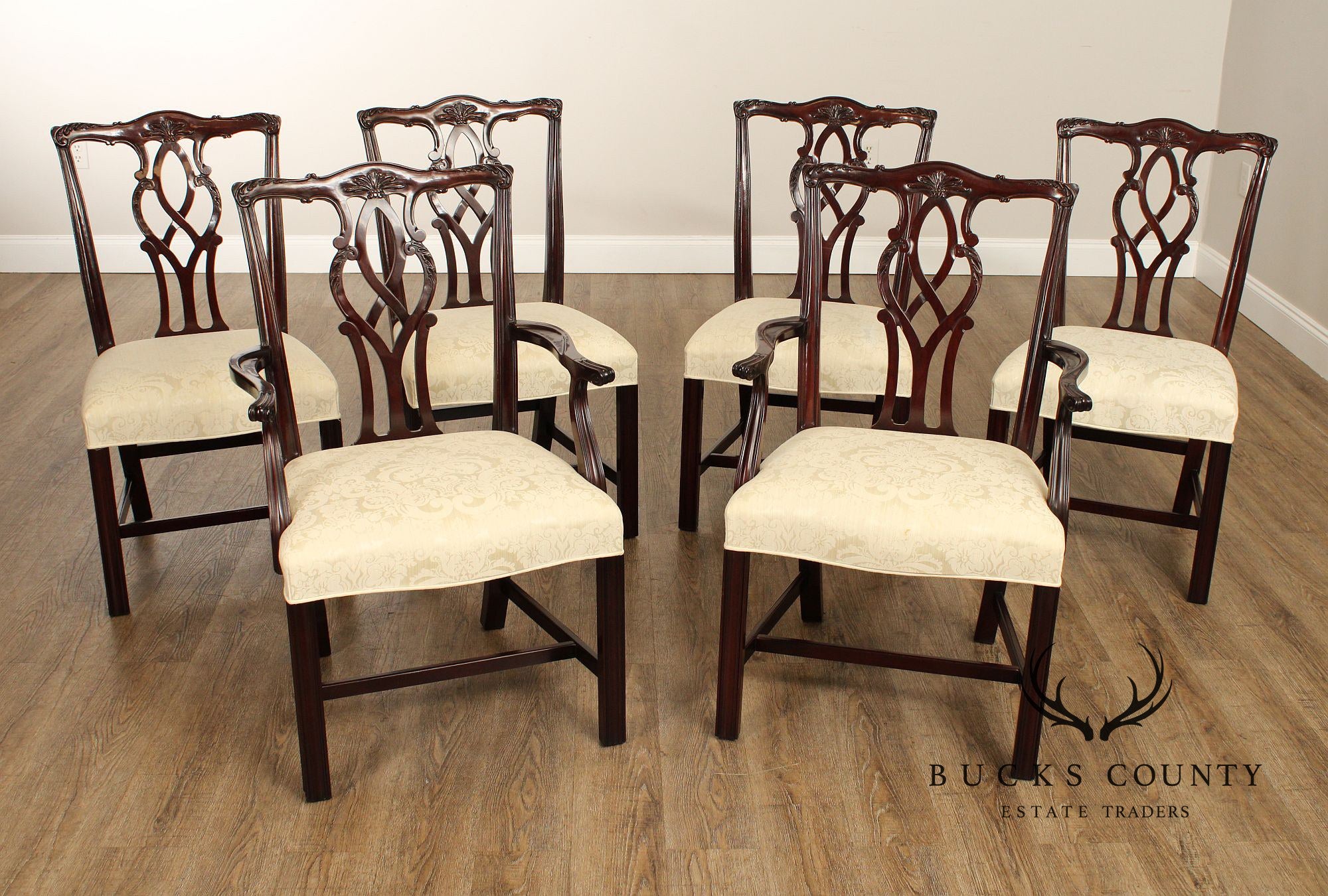 Kindel Chippendale Style Set of Six Mahogany Dining Chairs