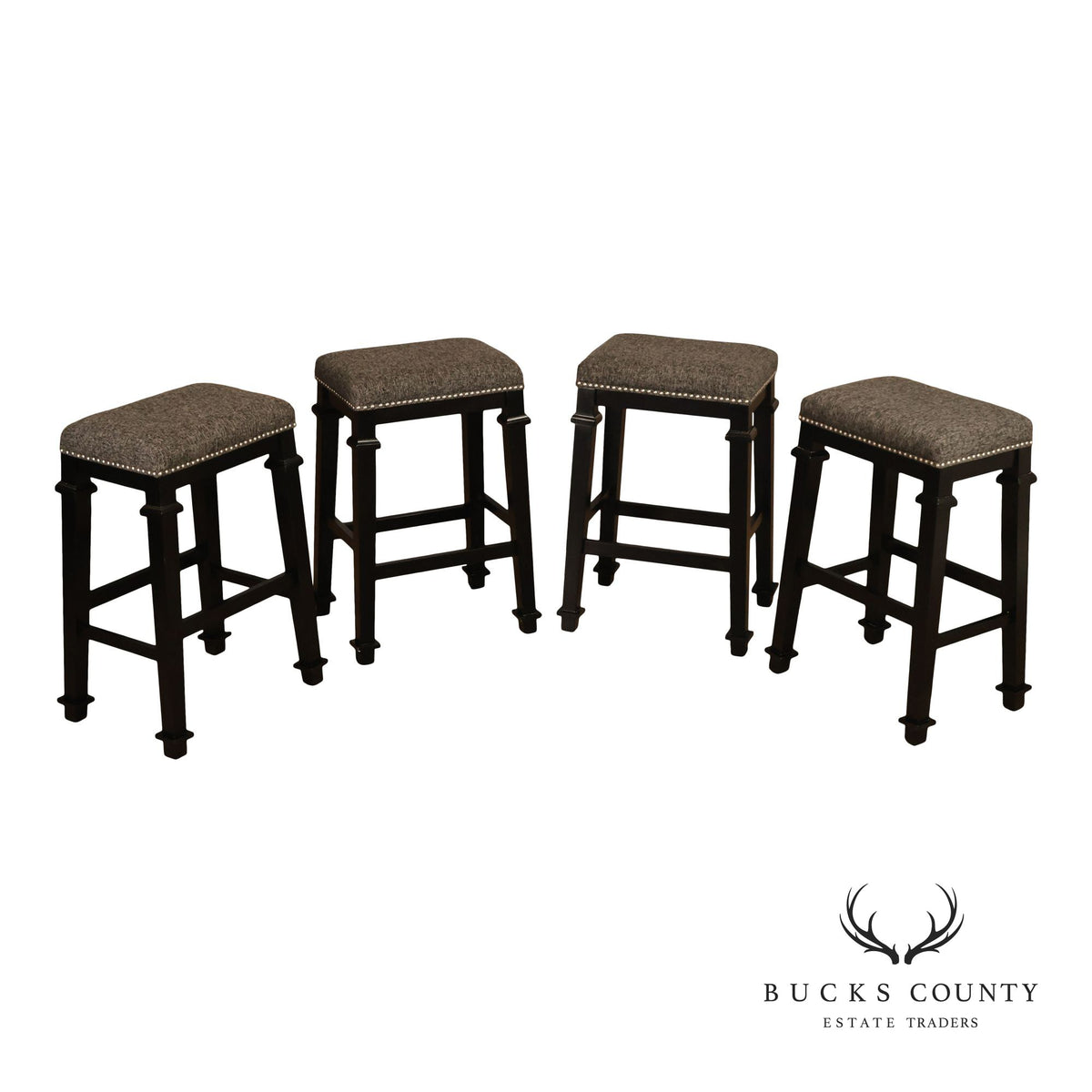 Linon Home Decor Set Of 4 Black Wood Upholstered Counter Stools