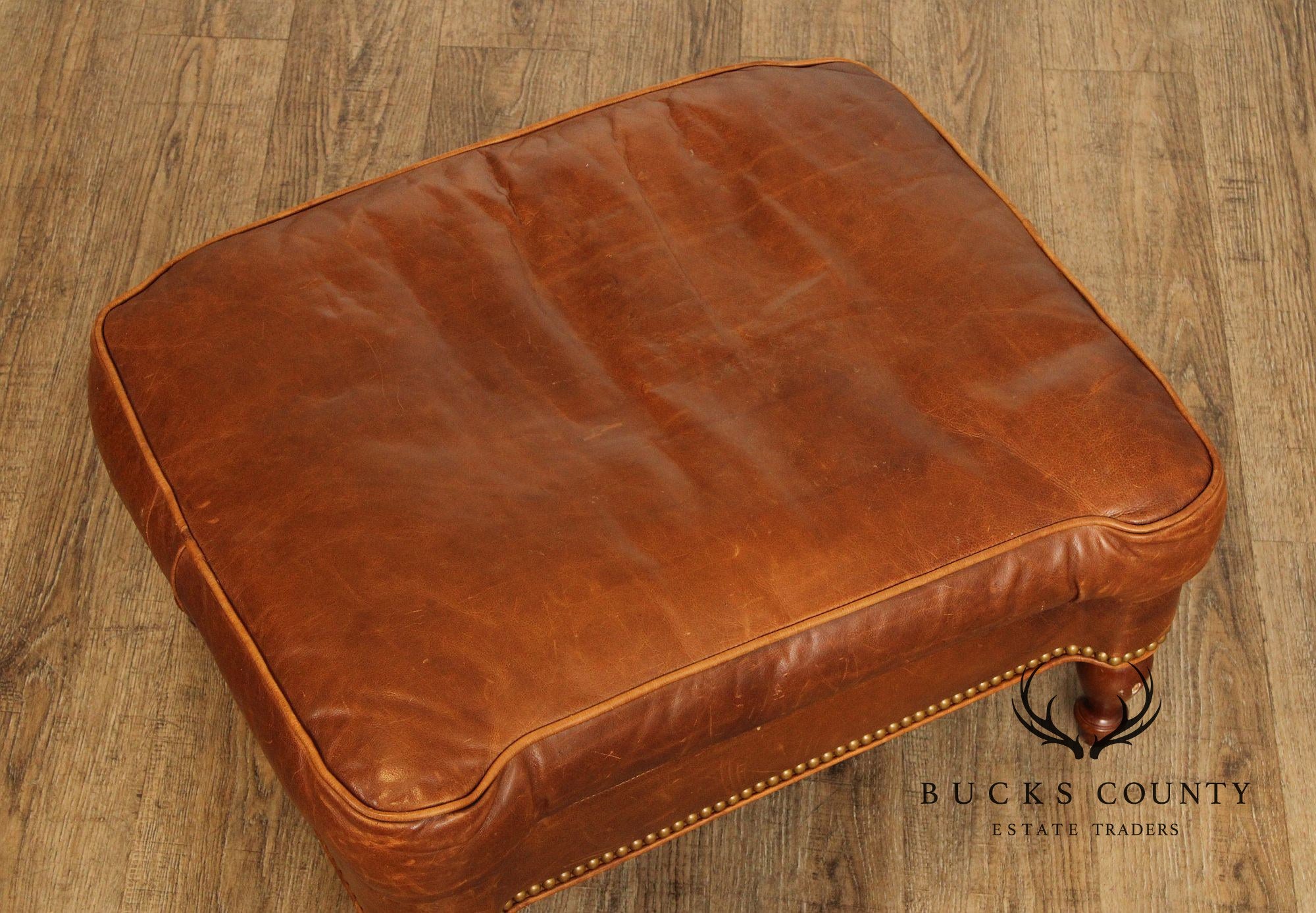 Hancock & Moore English Traditional Style Leather Ottoman