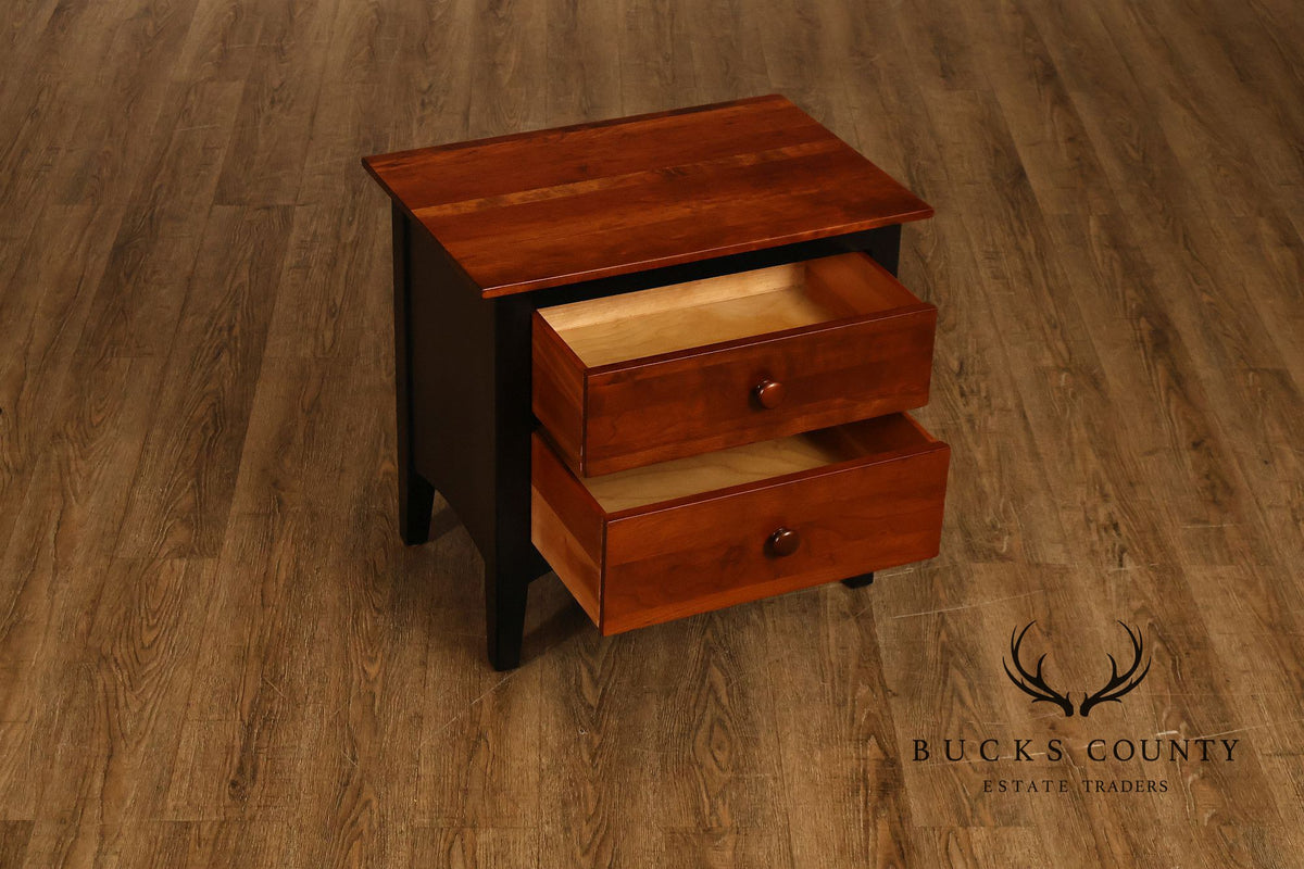 Ethan Allen American Impressions Pair Of Two-Tone Cherry Two Drawer Nightstands