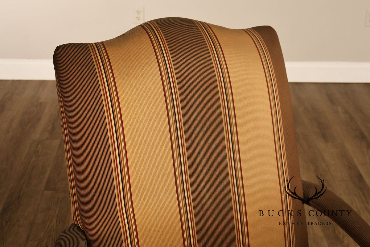 Century Chair Co. Traditional Chippendale Style Carved Upholstered Armchair