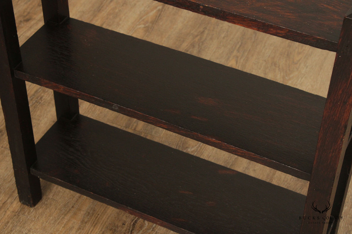 Arts & Crafts Oak Three Tier Open Magazine Stand