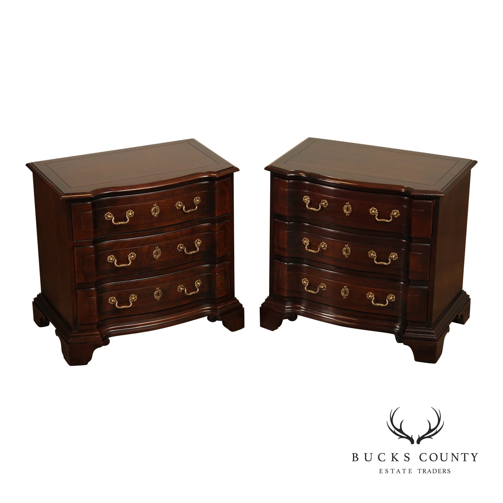 Century Cardella Collection Pair of Cherry Bedside Chests Nightstands