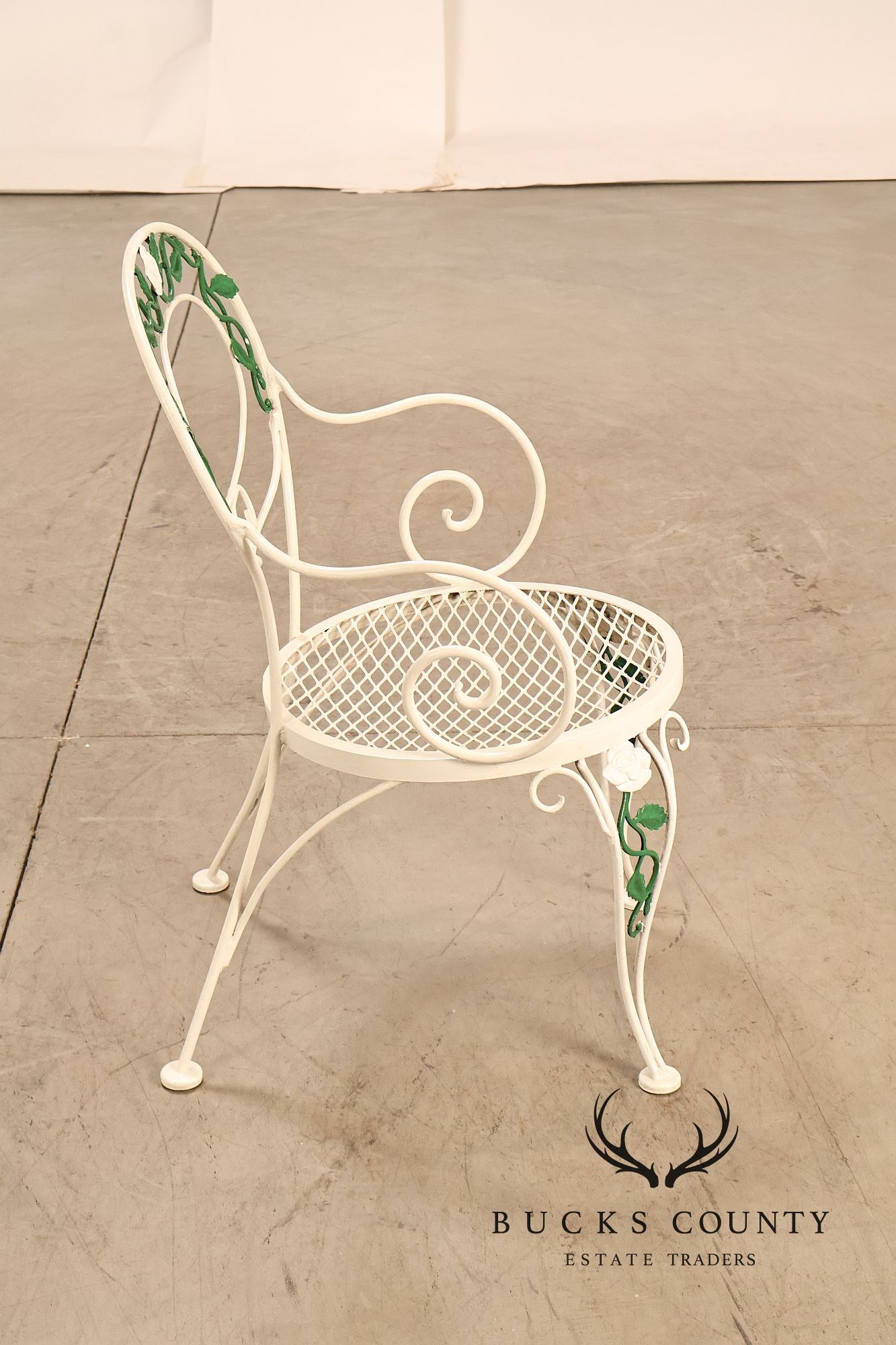 Woodard 'Chantilly Rose' Set of Four Wrought Iron Patio Dining Chairs