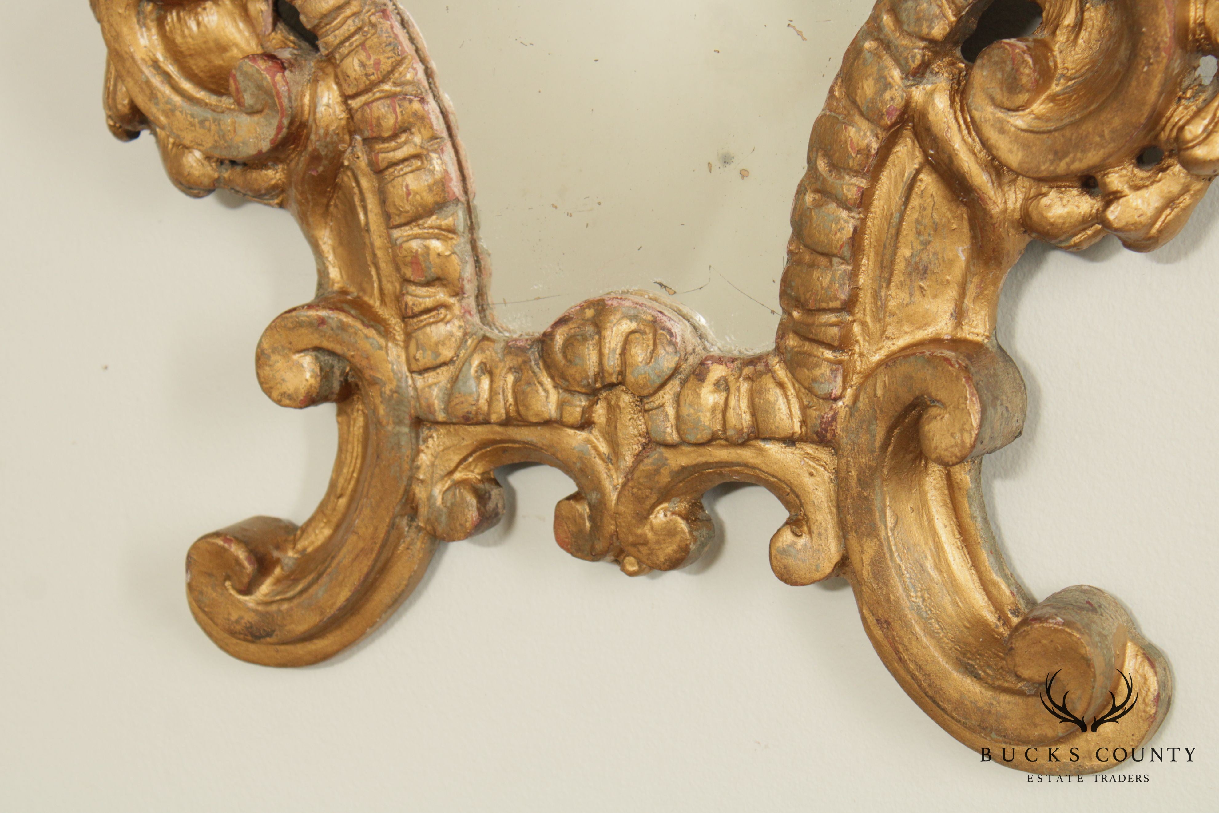 Italian Renaissance Style Carved Giltwood Pair Wall Mirrors