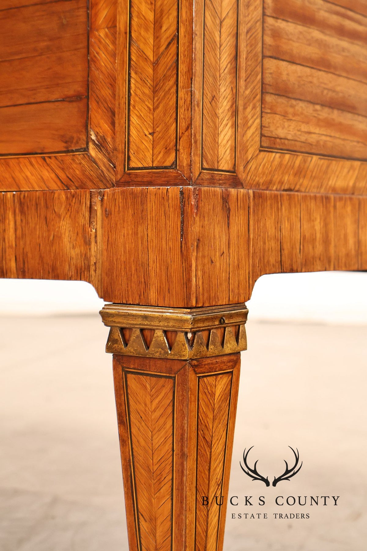 Antique French Neoclassical Marble Top Inlaid Three Drawer Chest