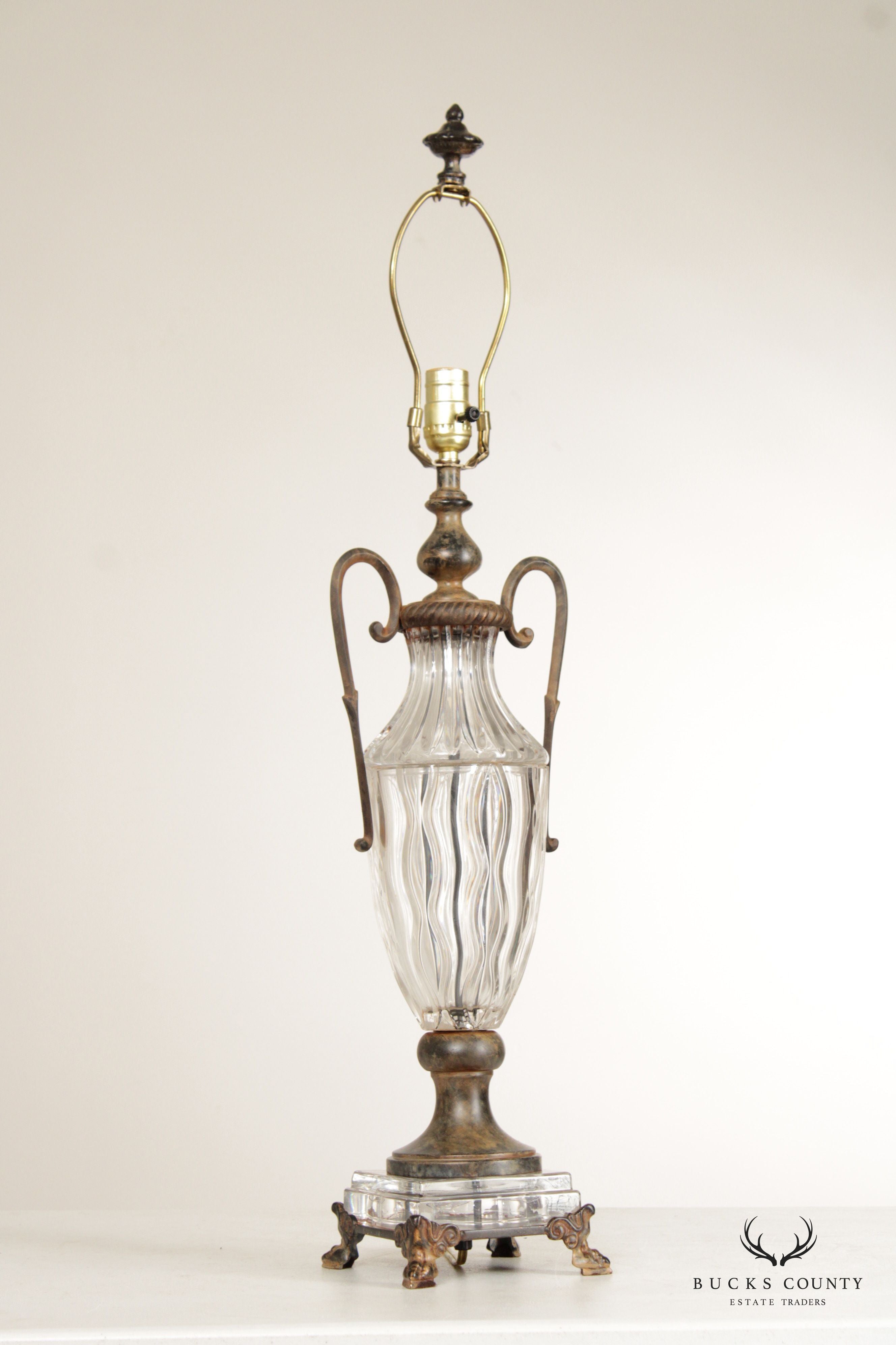 Neoclassical Style Vintage Pair of Glass Table Lamps