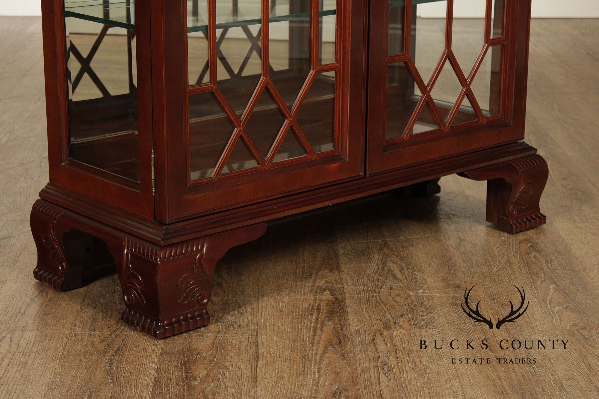 Chinese Chippendale Style Mahogany Display Cabinet