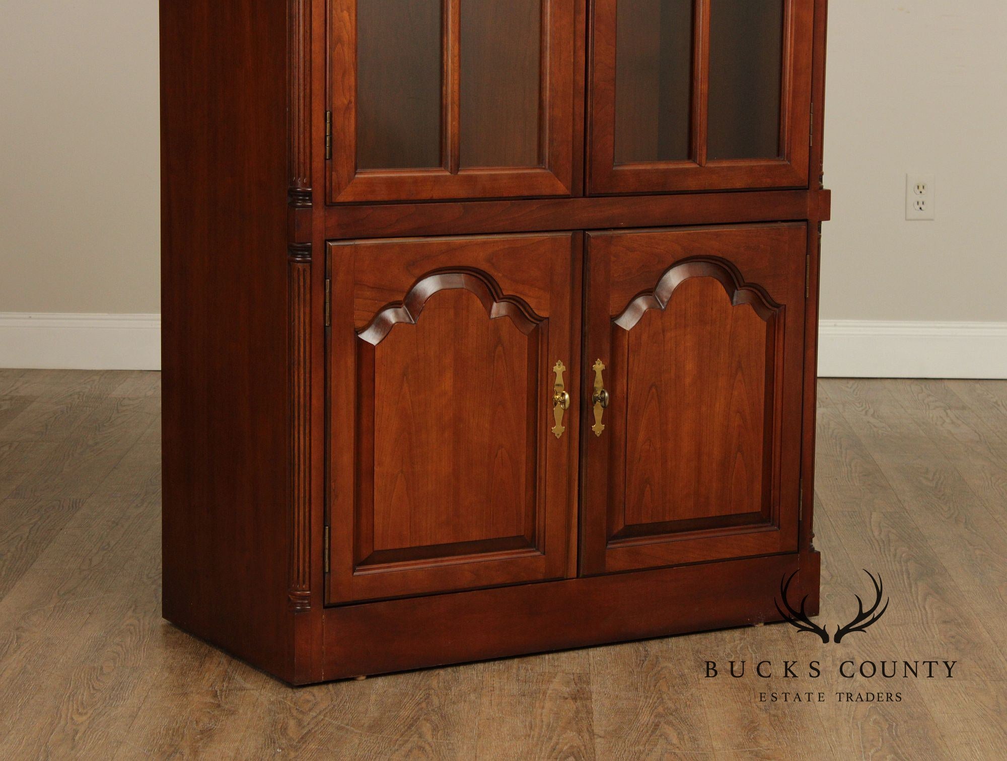 Traditional Pair of Cherry Glass Door Bookcases