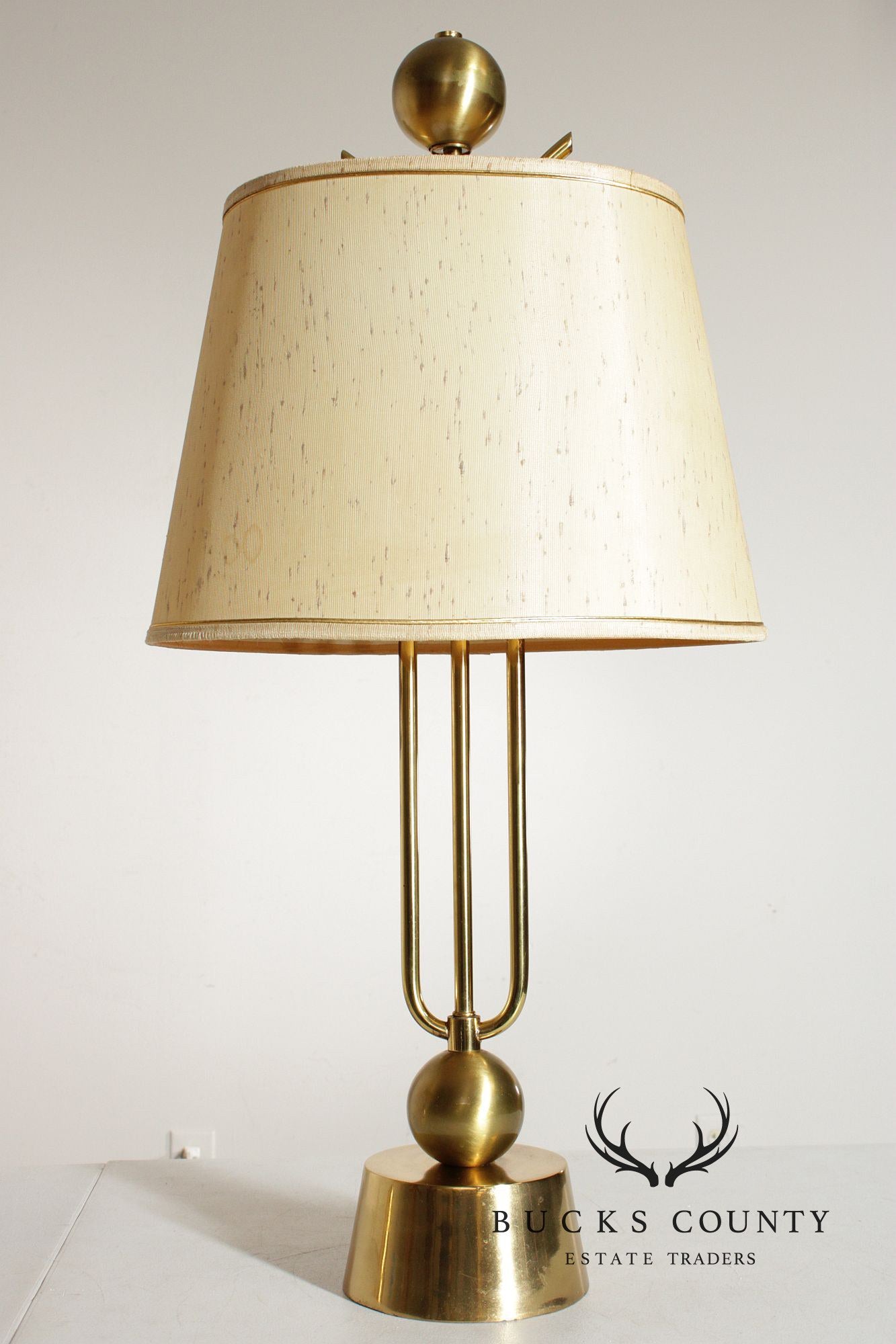 Mid Century Modern Pair of Brass Table Lamps