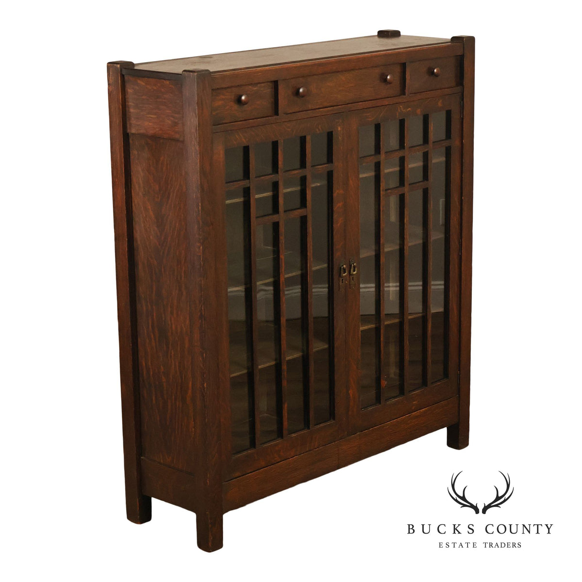 Antique Lifetime Furniture Mission Oak Bookcase Cabinet