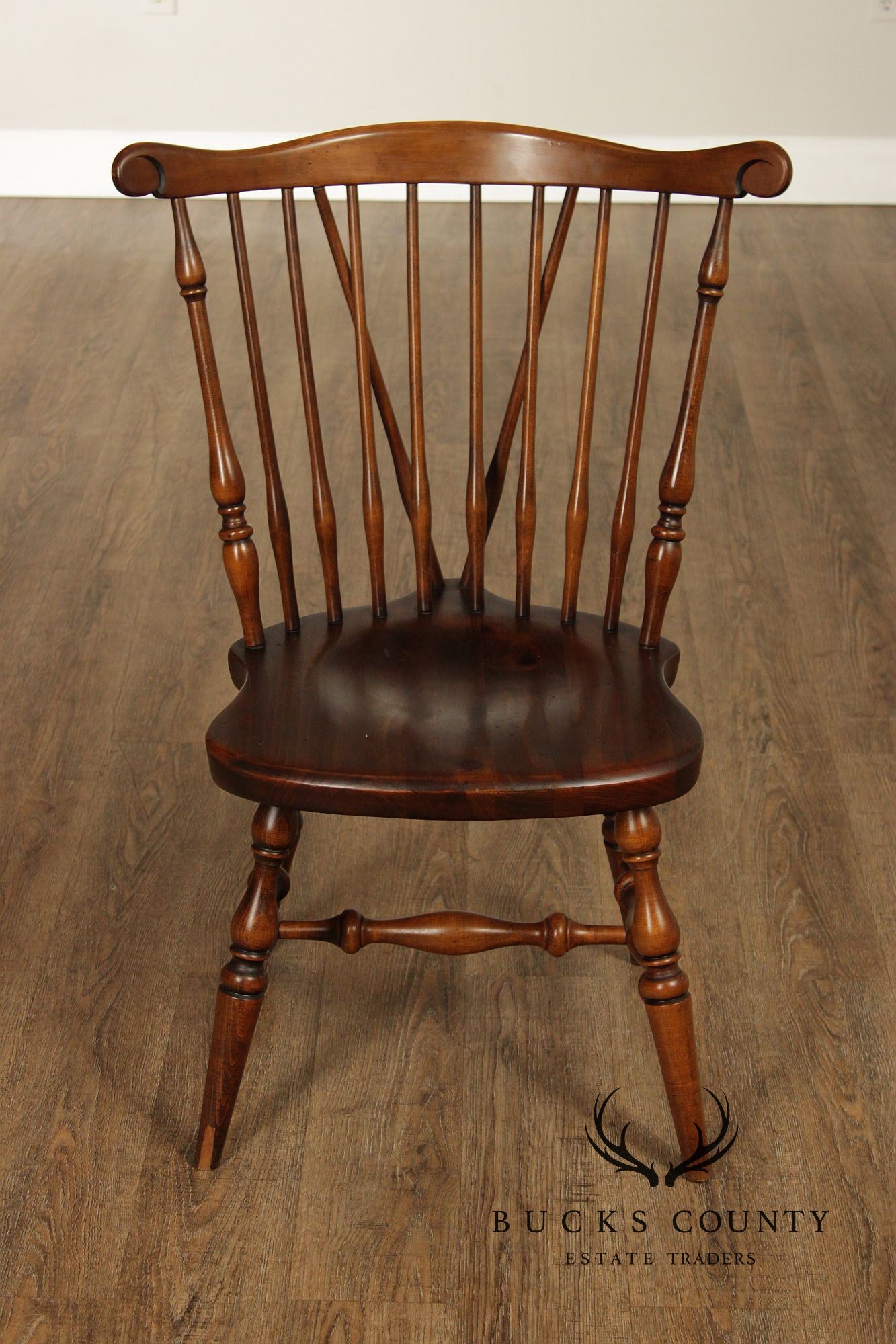 Ethan Allen Vintage Set of Six Windsor Style Dining Chairs, Solid Pine