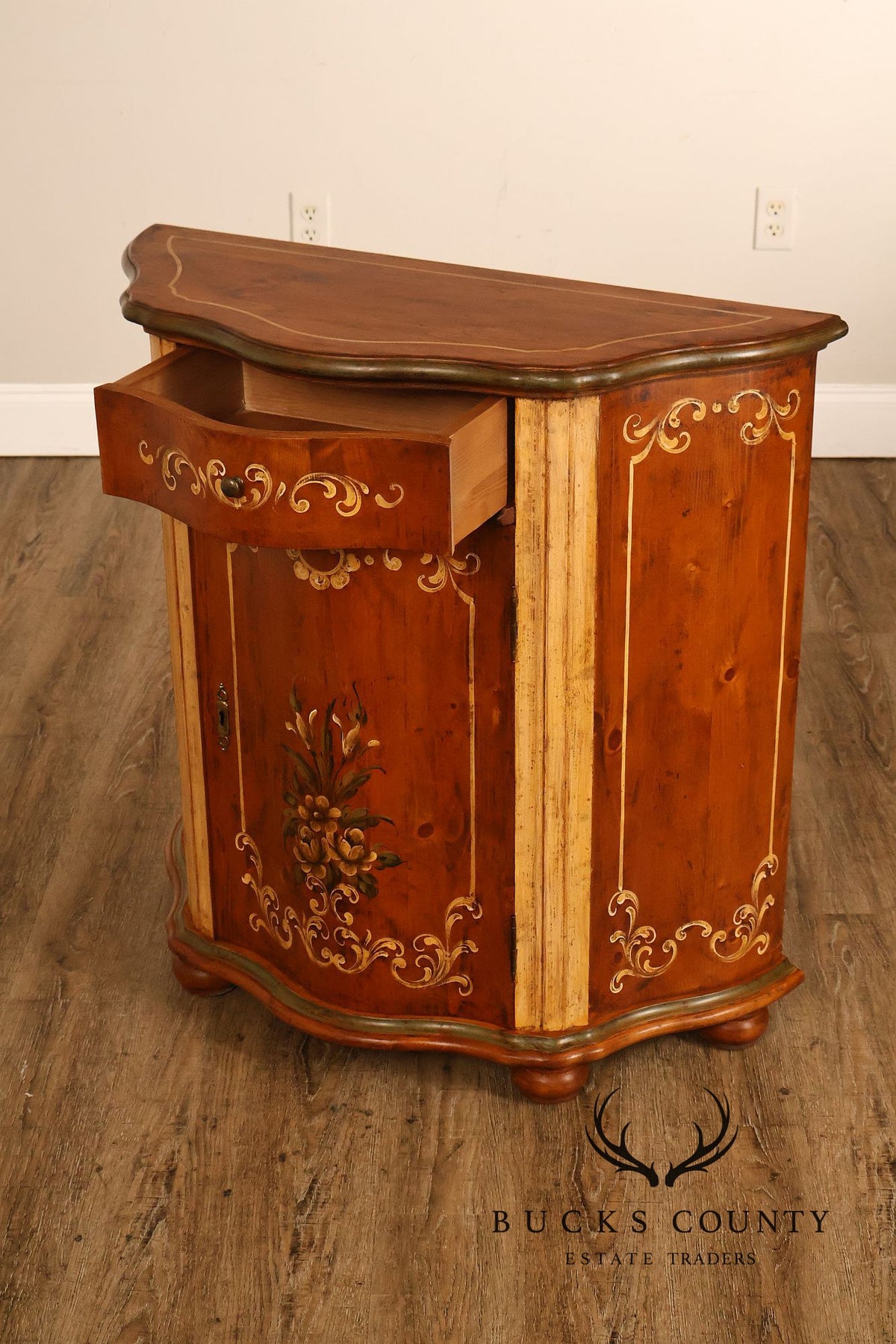 Venetian Style Hand Painted Console Cabinet