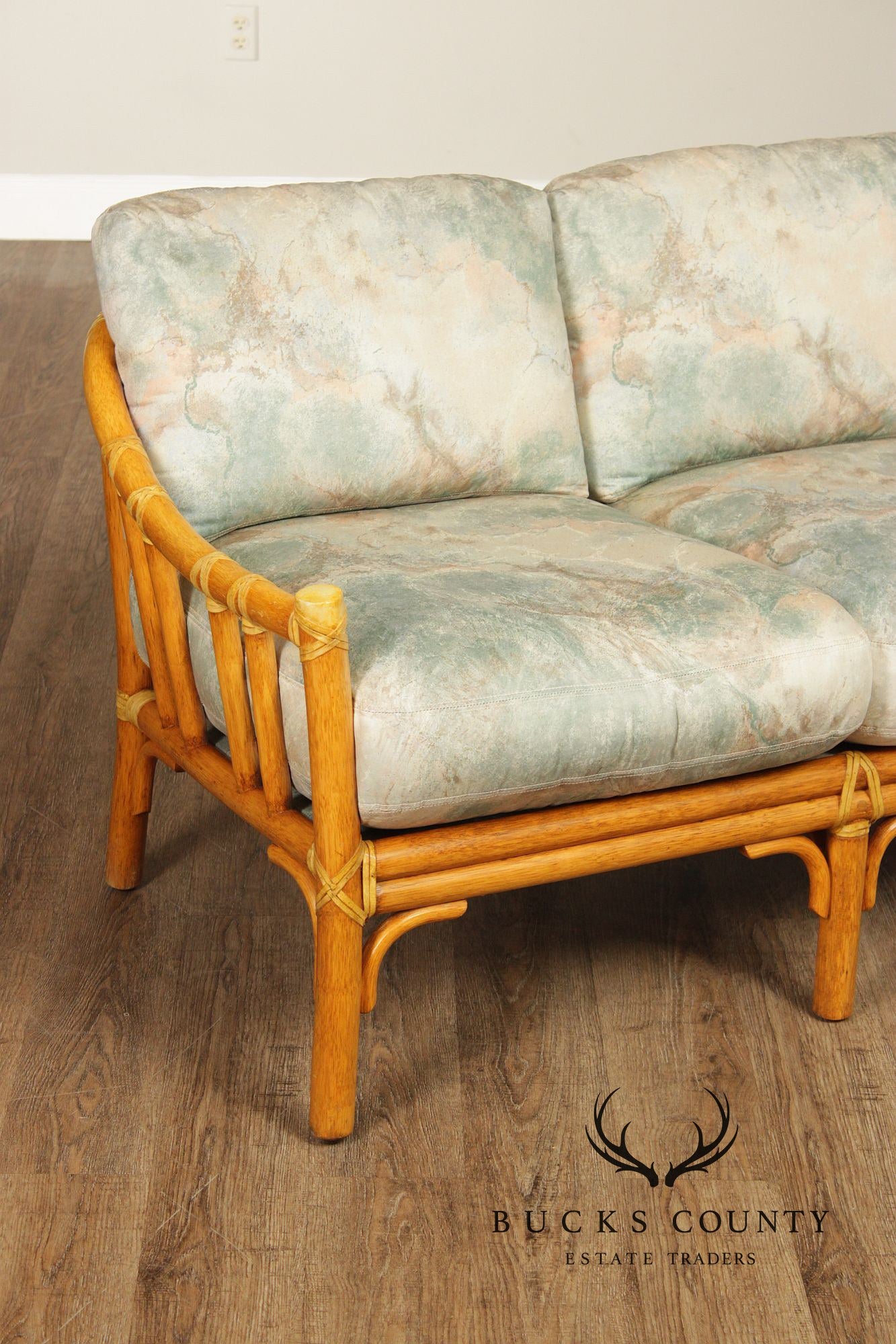 McGuire Organic Modern Rattan Three Cushion Sofa