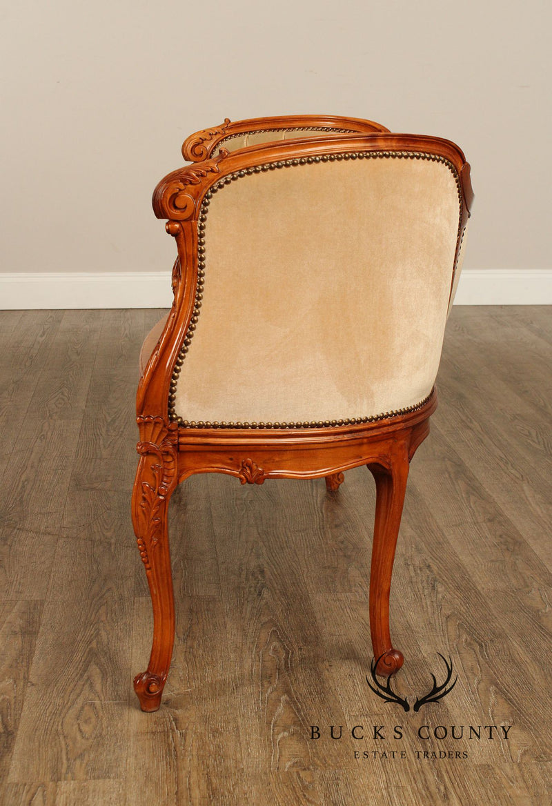 French Louis XV Style Carved Frame Settee Sofa