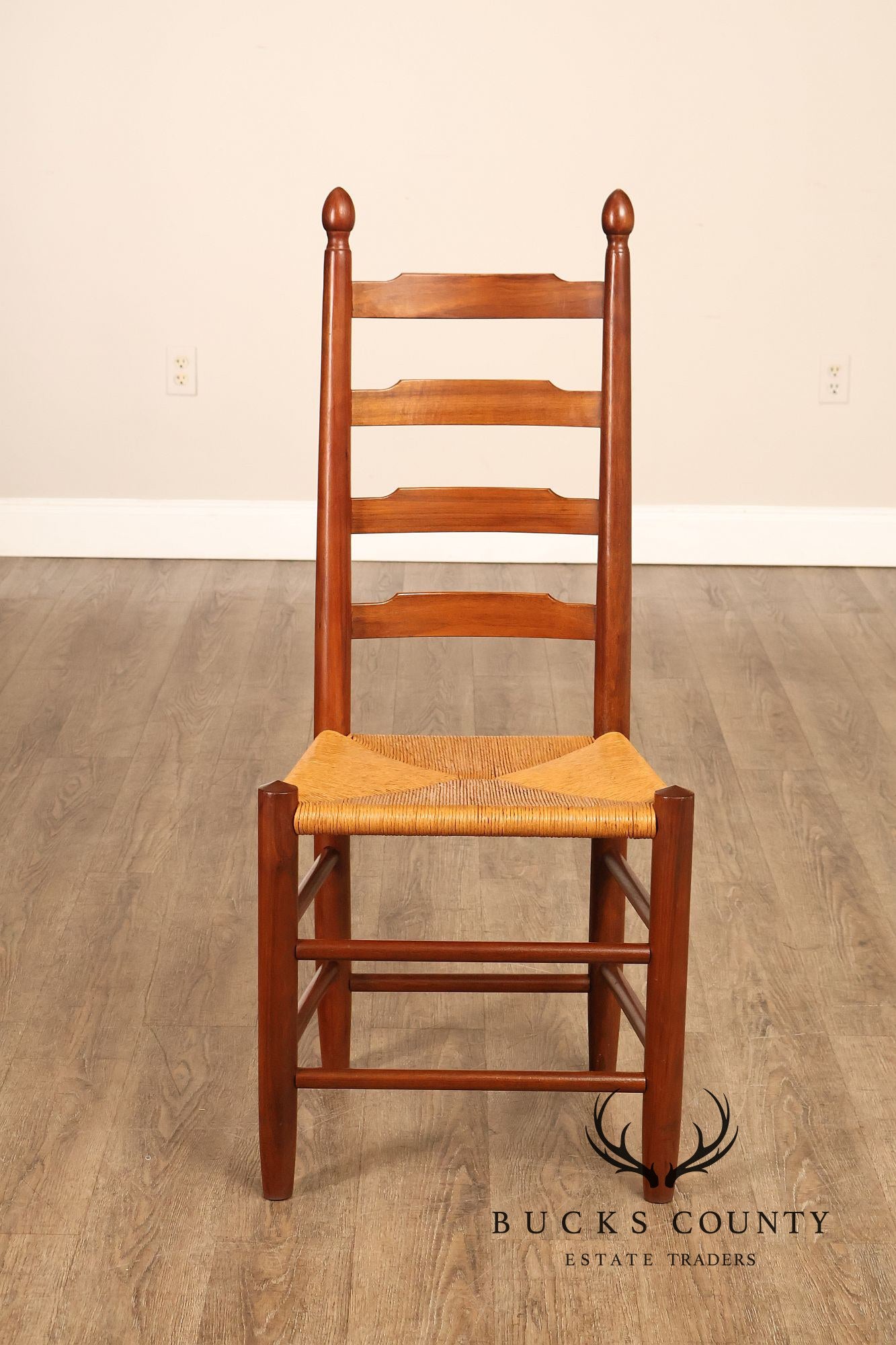 E.A. Clore Custom Walnut Set Of Eight Ladder Back Dining Chairs