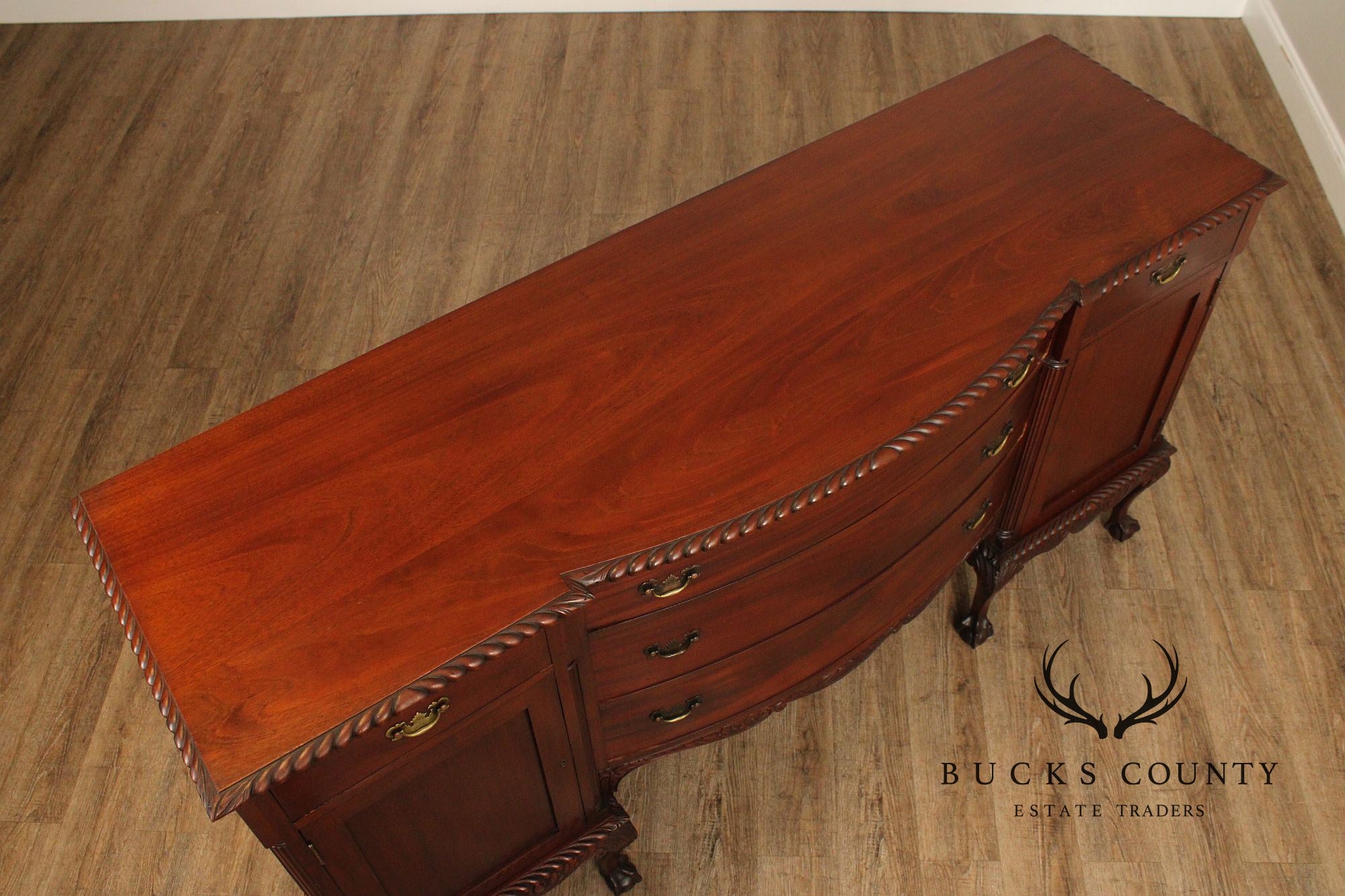 Chippendale Style Vintage Carved Mahogany Sideboard