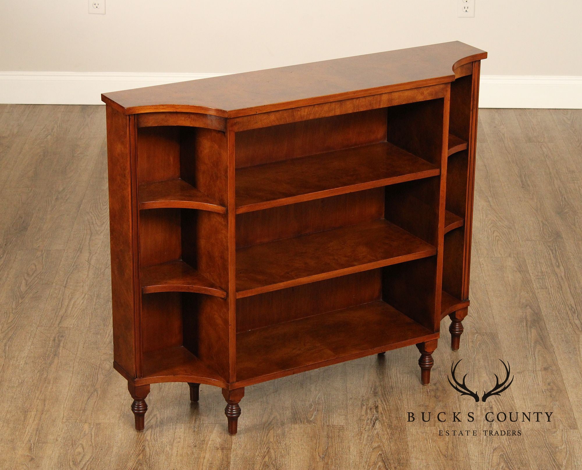 Regency Style Burlwood Open Bookcase