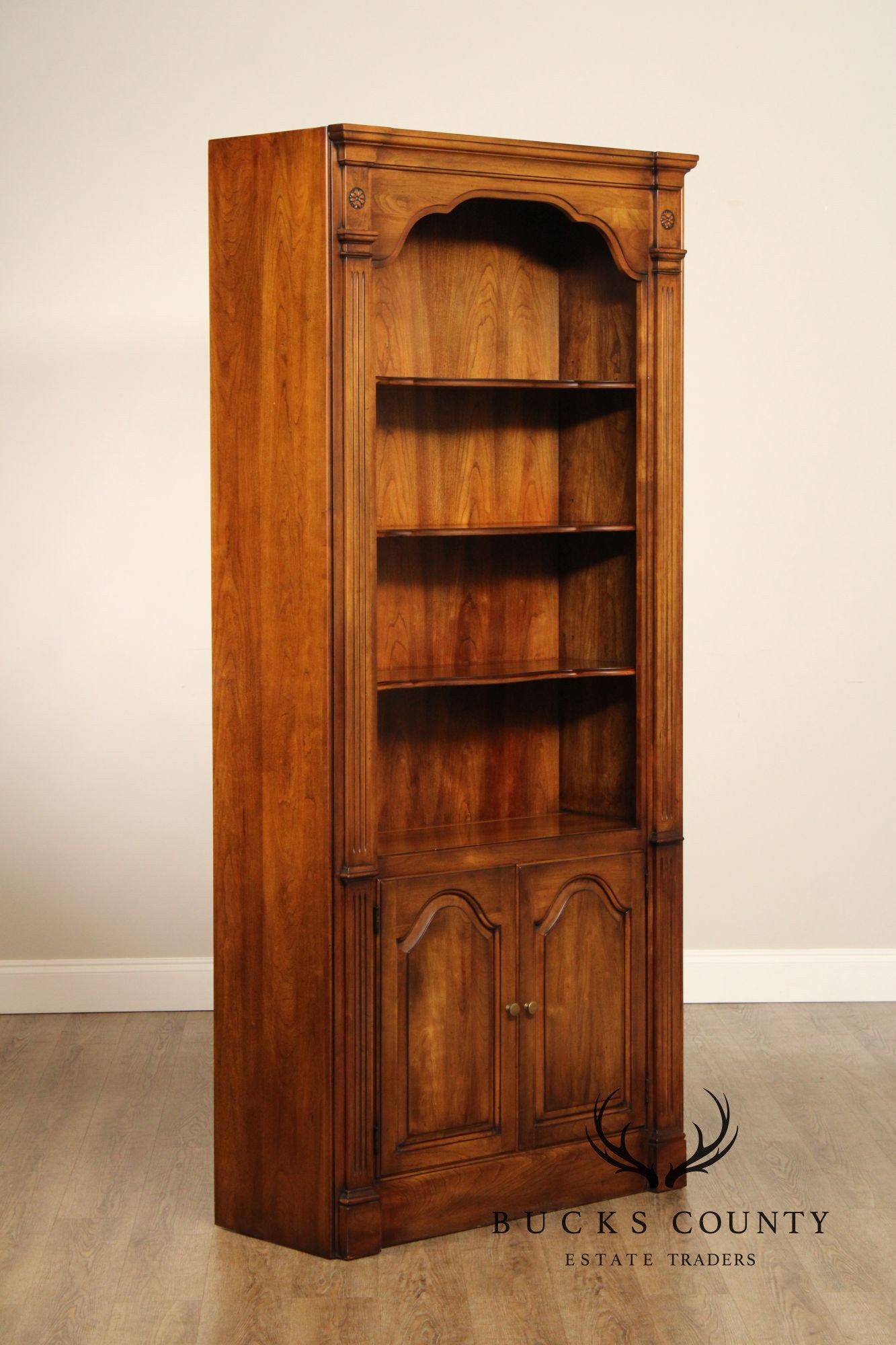 Statton Vintage Pair of Cherry Tall Open Bookcases