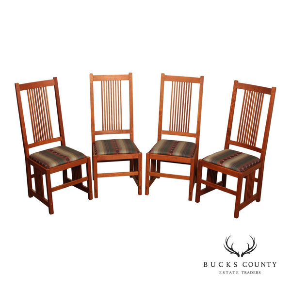 Stickley Mission Collection Set of Four Cherry Spindle Dining Chairs