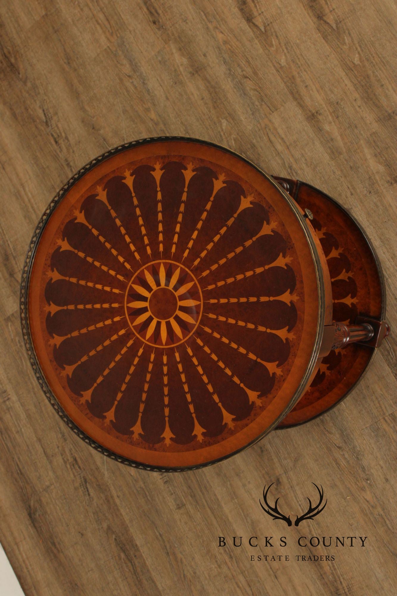 Theodore Alexander Round Two-Tier Inlaid Occasional Table