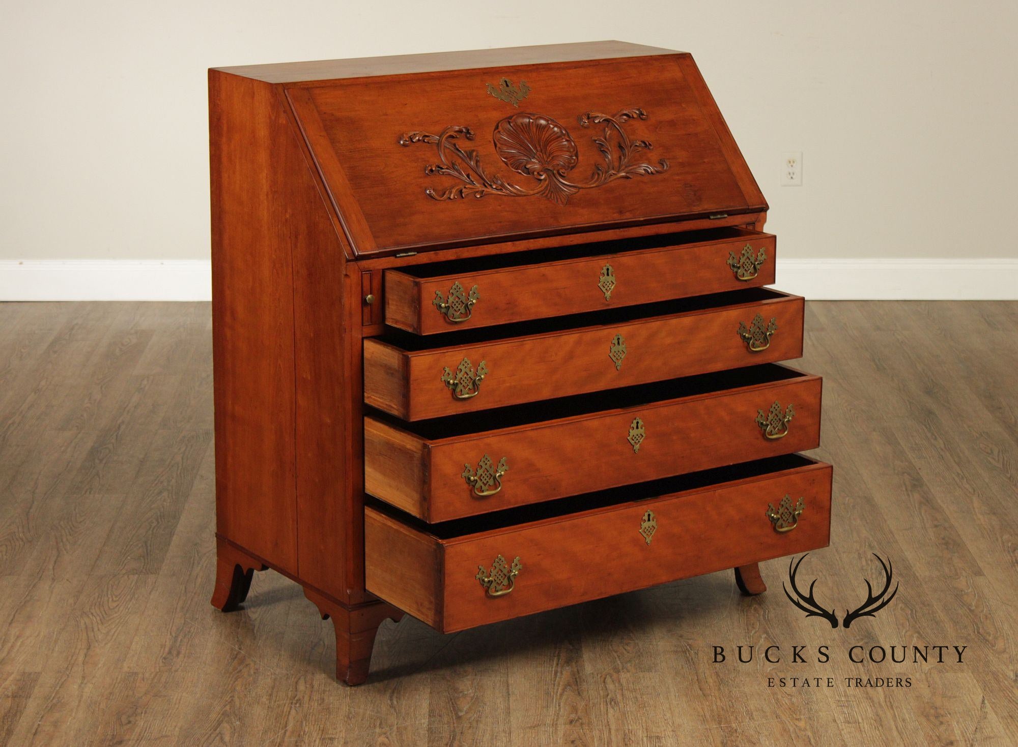 Antique Hepplewhite Style Cherry Slant Front Desk