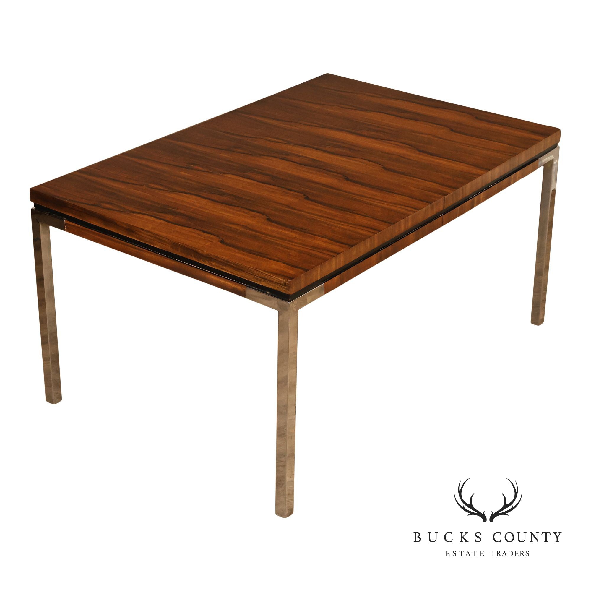 Mid Century Modern Expandable Rosewood and Chrome Dining Table