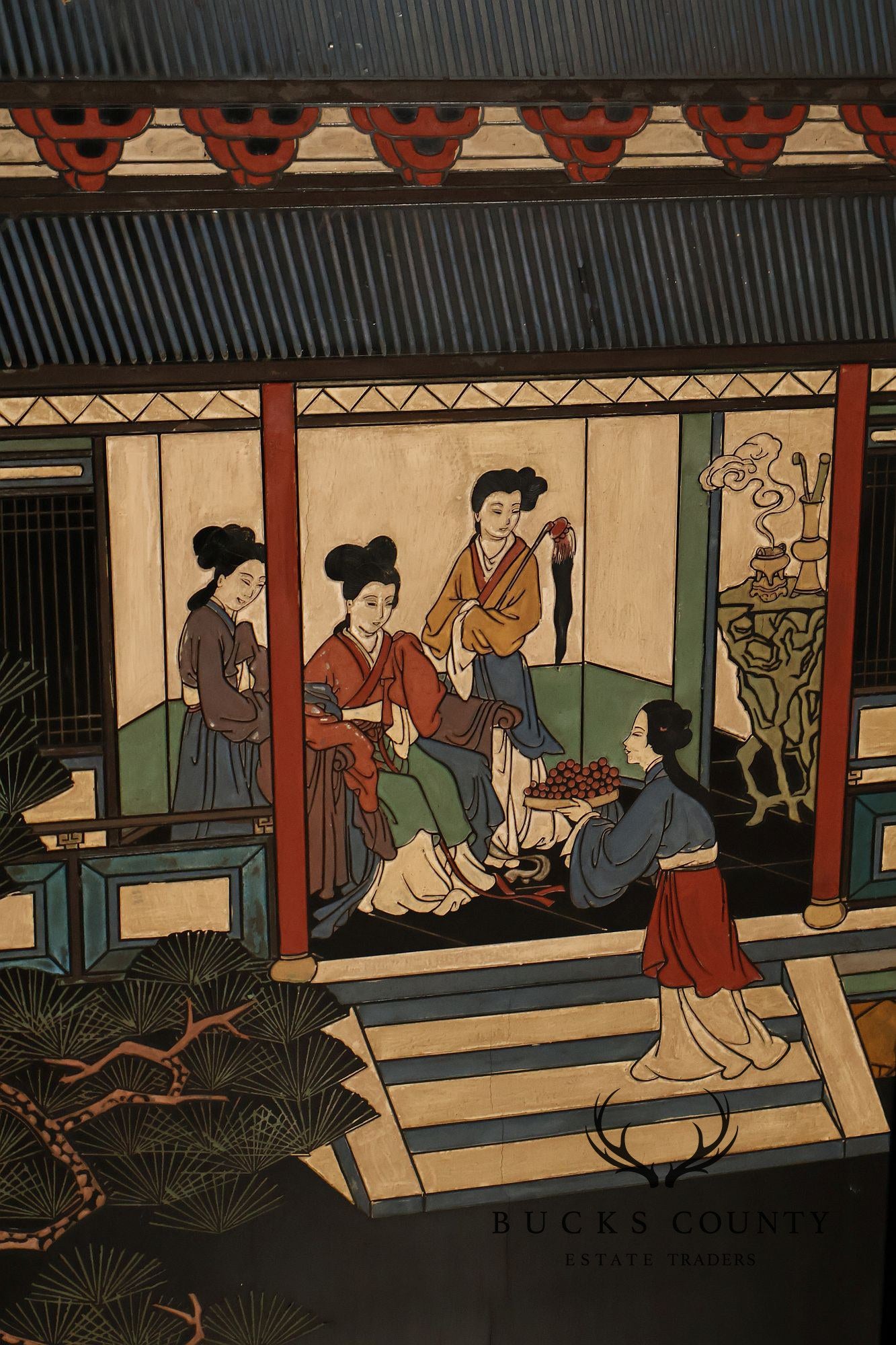 Chinese Coromandel Four Section Folding Screen