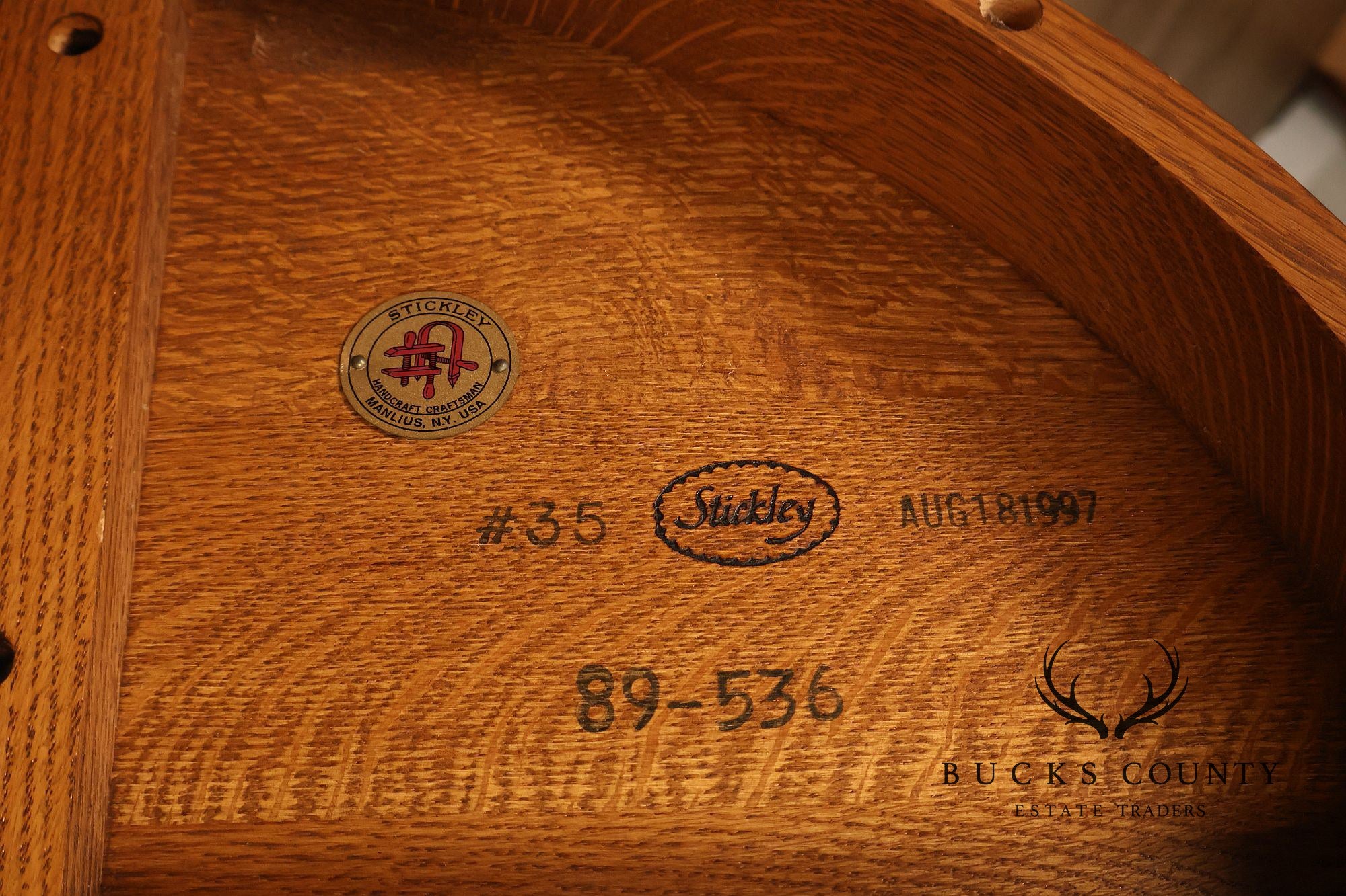 Stickley Mission Collection Round Oak Side Table