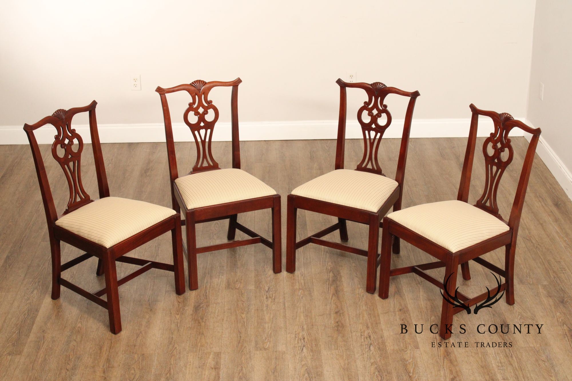 Hickory Chair Chippendale Style Set of Four Mahogany Dining Chairs