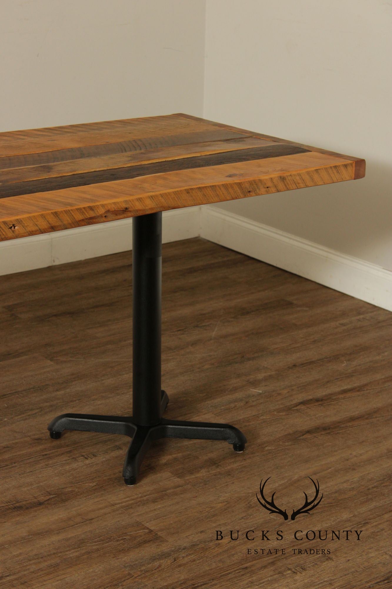 Industrial Style Reclaimed Wood Top Iron Base Dining Table