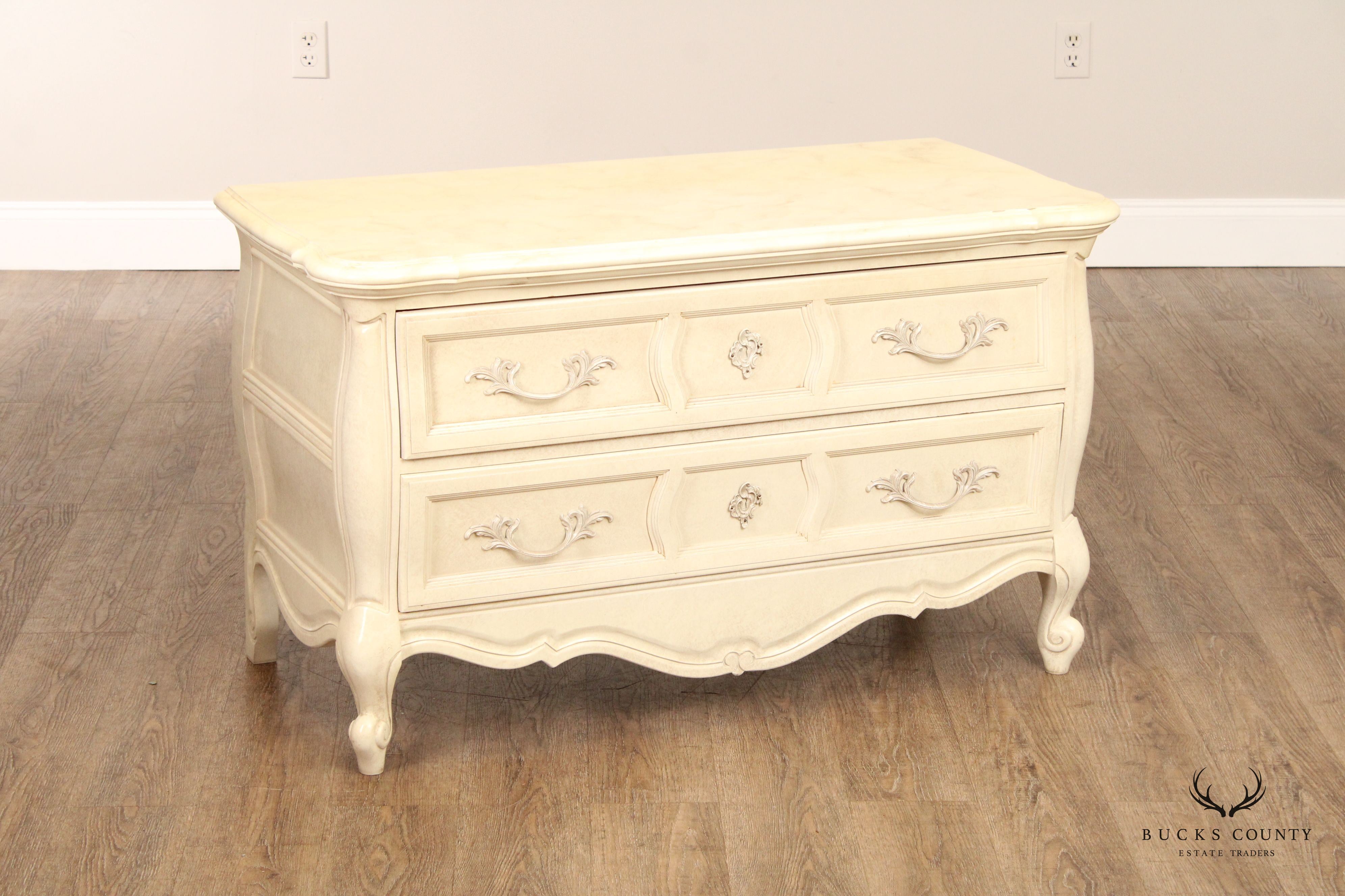 Union National French Provincial Style Pair of Painted Commodes